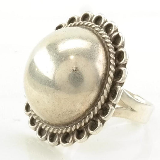 Vintage Taxco Silver Ring Dome Floral Sterling Size 6 1/2