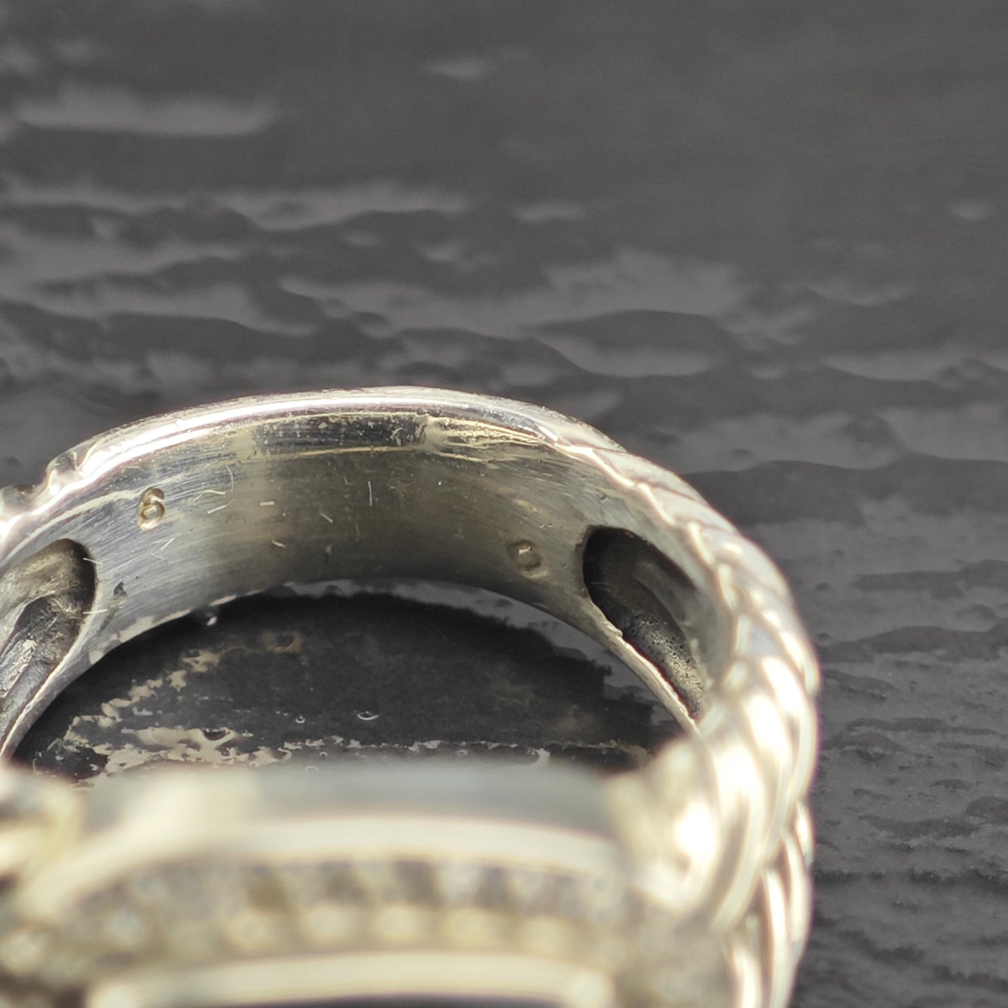 Vintage David Yurman Onyx & Diamond Sterling Silver Ring Sz 6 R6677