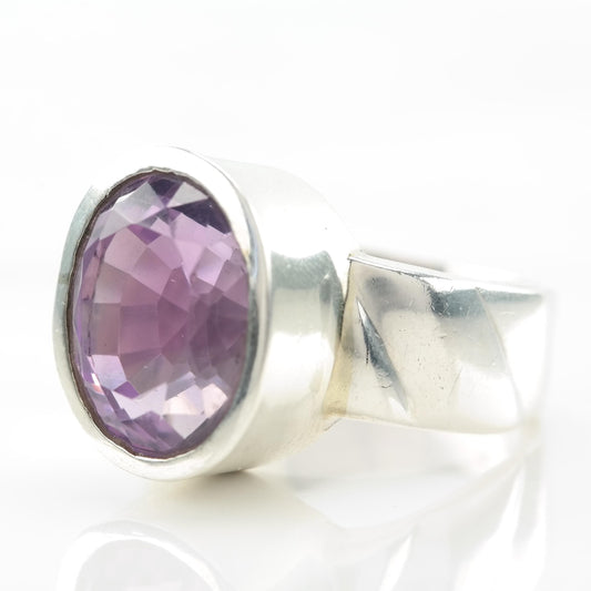 Vintage Sj Amethyst Silver Ring Sterling Size 7