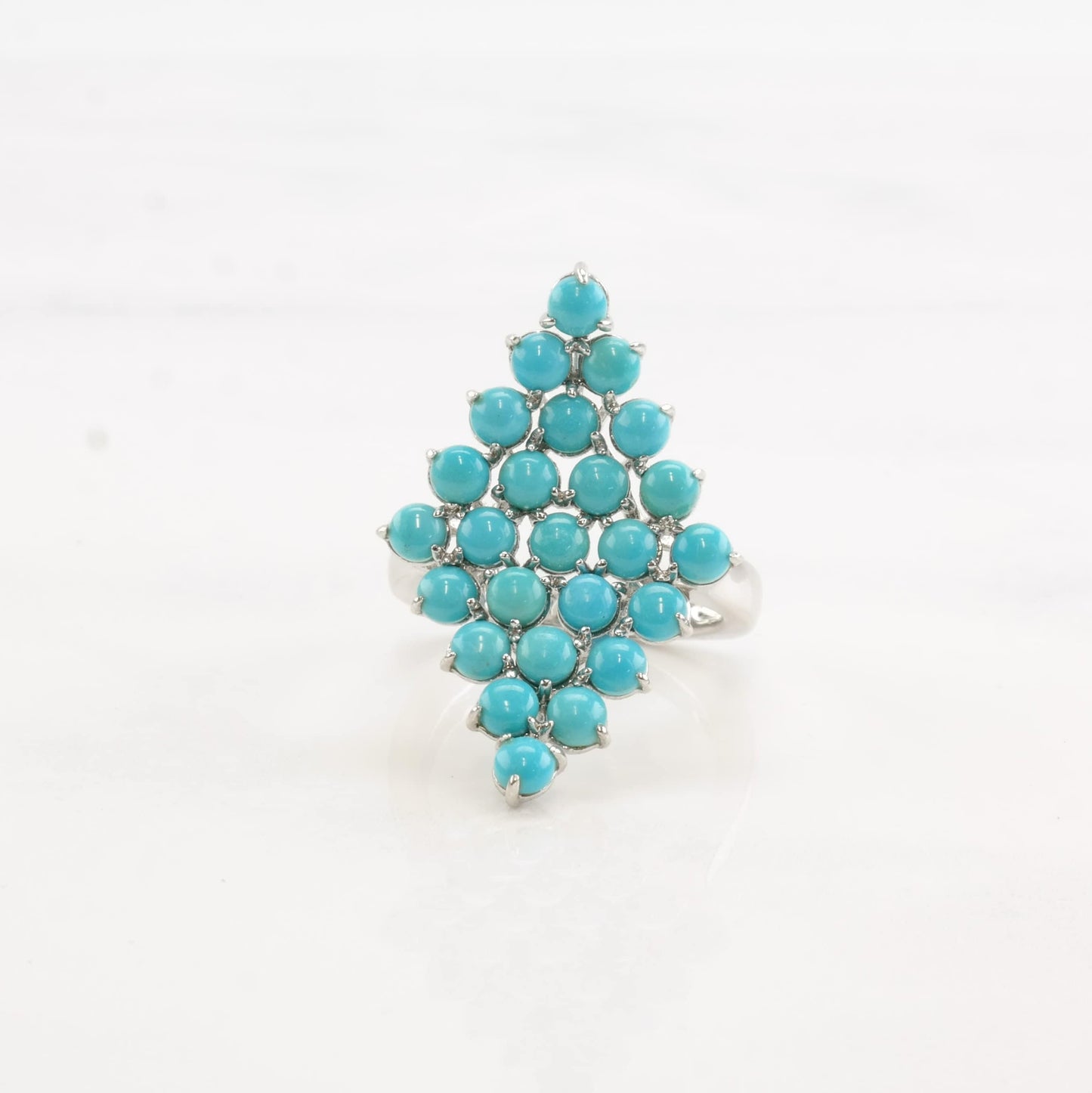 Sterling Silver Ring Turquoise Cluster Size 5 1/4