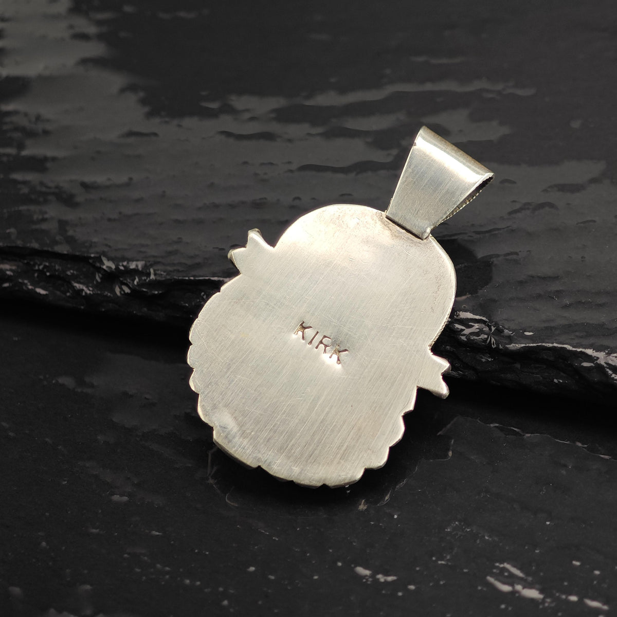 Kirk Turquoise Feather & Cord Detailing Sterling Silver Pendant P3147
