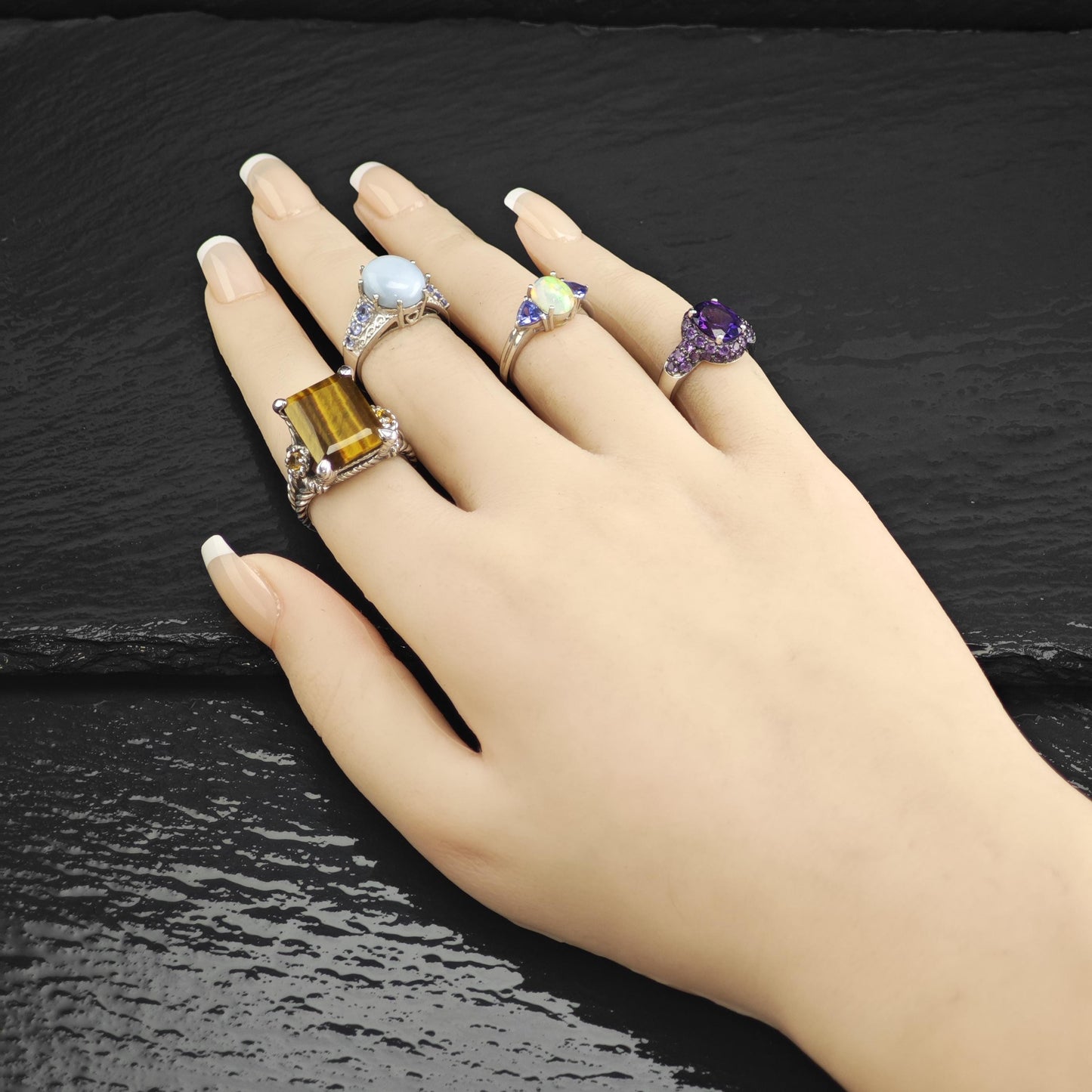 Amethyst Pave Sterling Silver Ring Sz 5 R6743