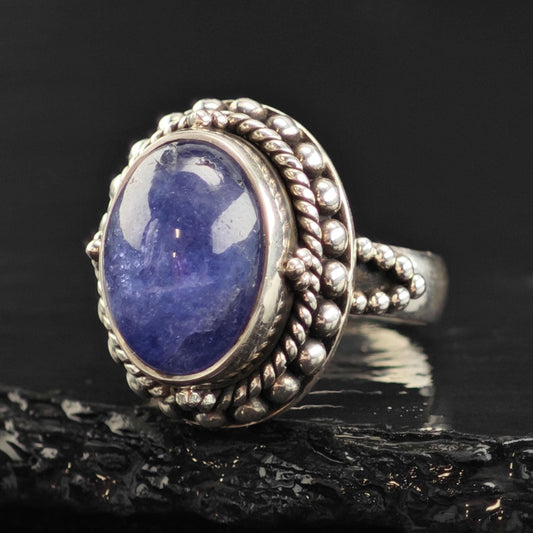 Samuel B Tanzanite Cabochon Ring Sterling Silver Sz 8 R6578