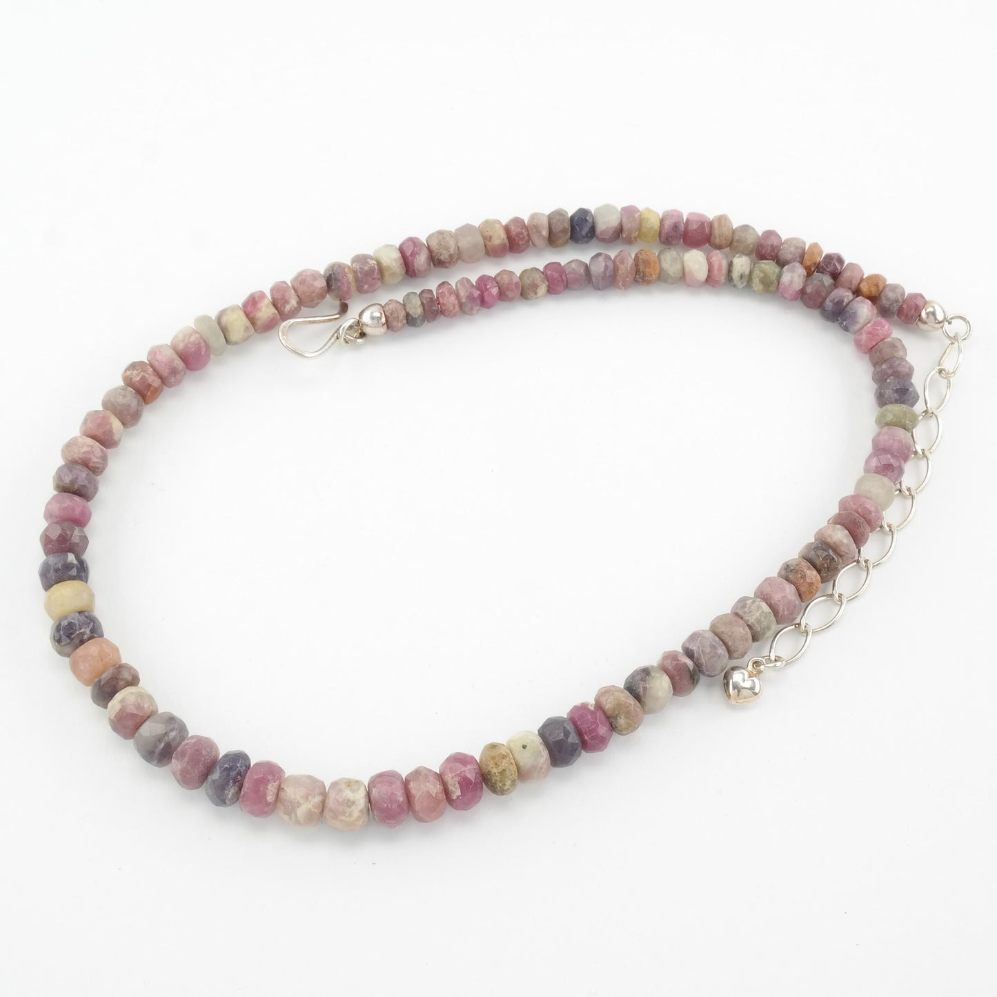 DTR Sterling Silver Opaque Corundum, Ruby Faceted Bead Necklace