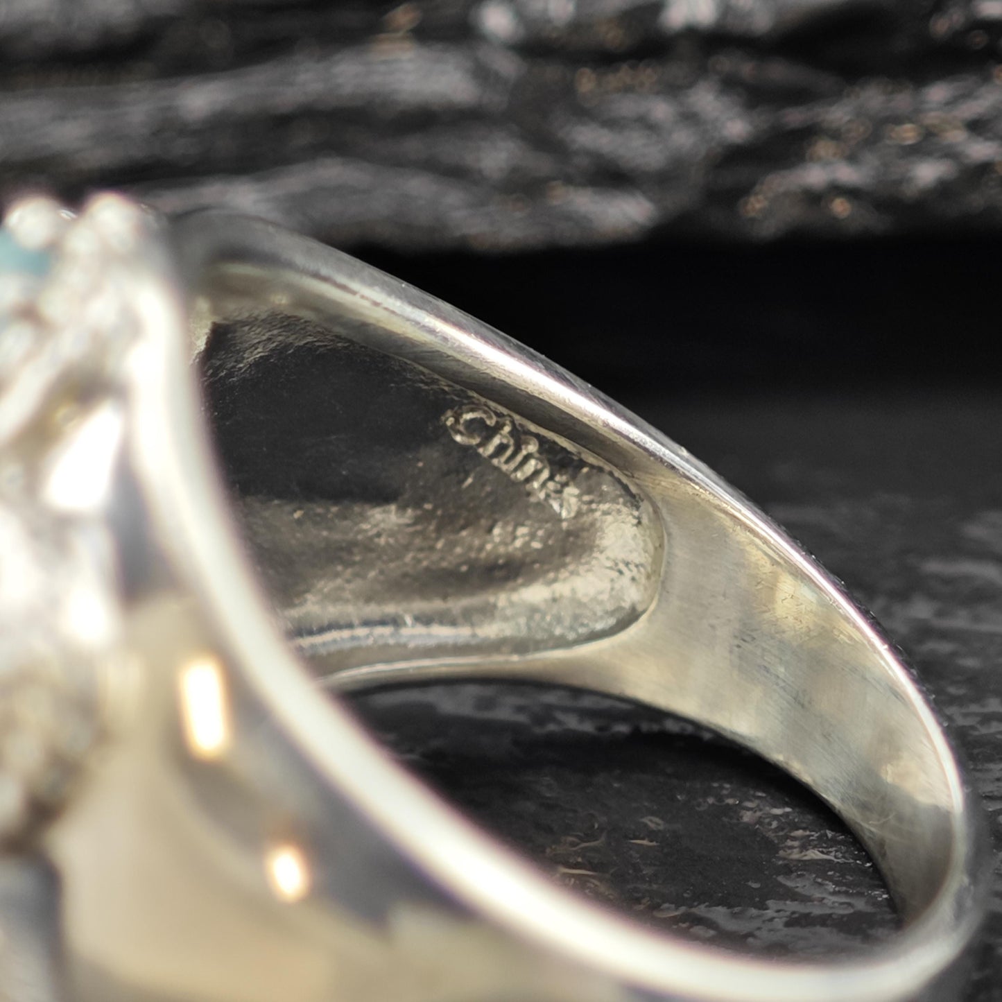 Blue Gemstone Floral Ring Sterling Silver Sz 7 R6148