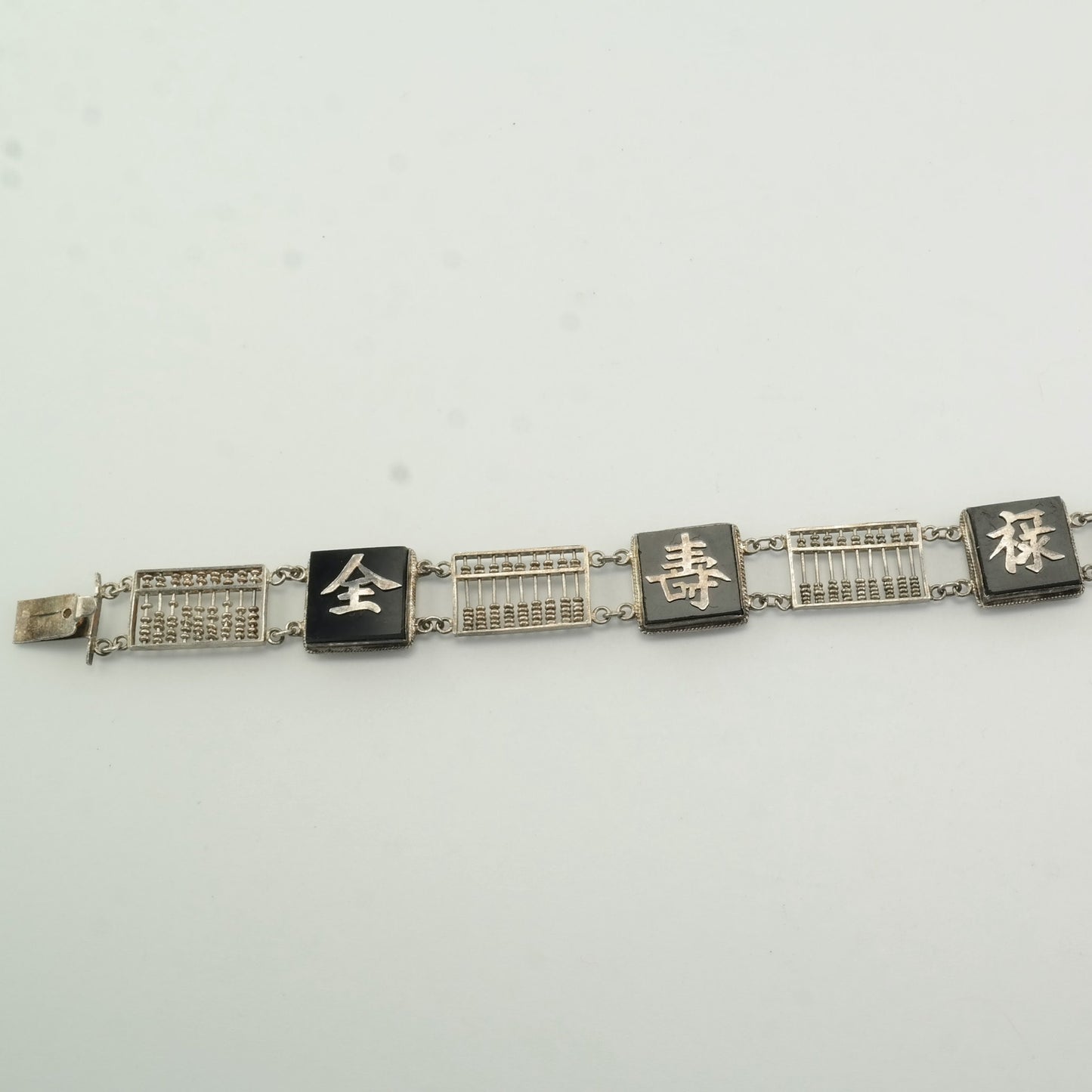 Sterling Silver Line Bracelet Black Onyx Chinese, Abacus