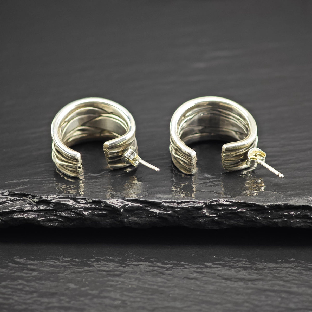 Stud Hoop Sterling Silver Earrings ER3200