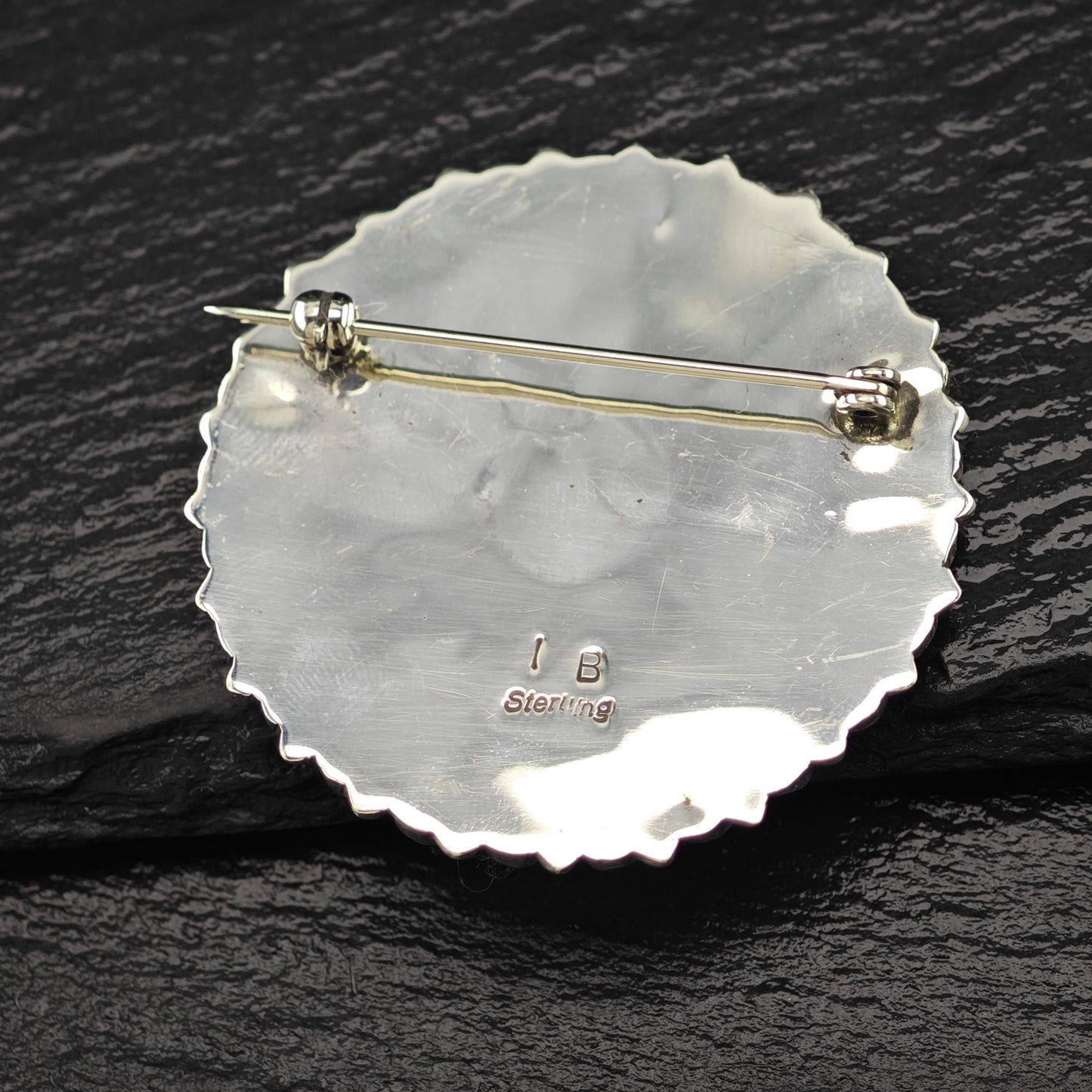 Vintage Southwest Sterling Silver Brooch Cluster, Blue Block Turquoise