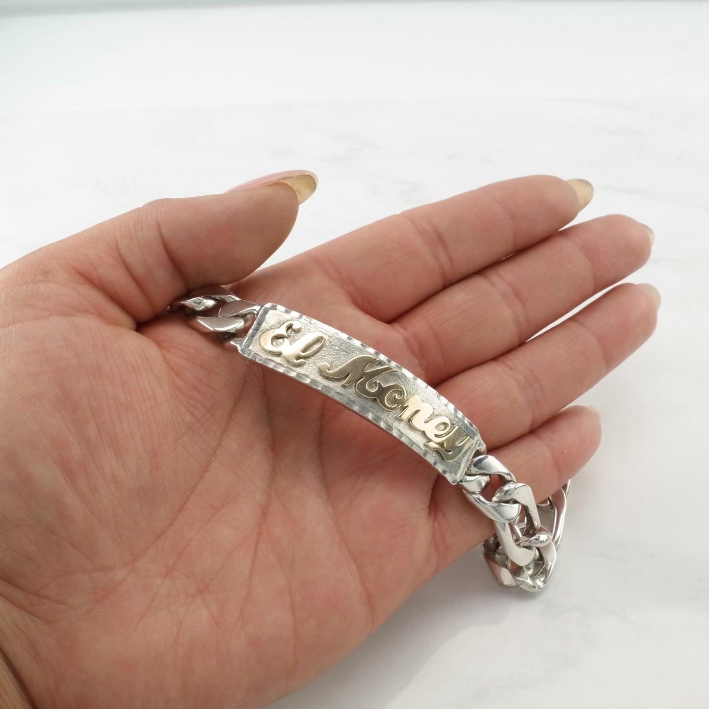 El Money Sterling Silver Bracelet Gold Accent