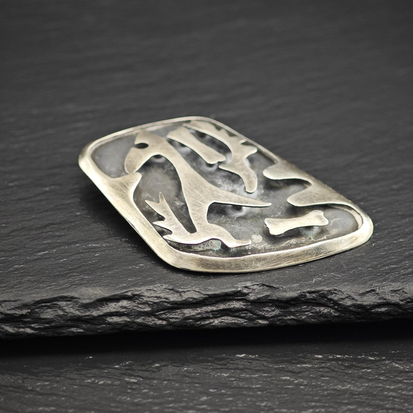 Mexico Abstract, Shadowbox Brooch Pendant Sterling Silver