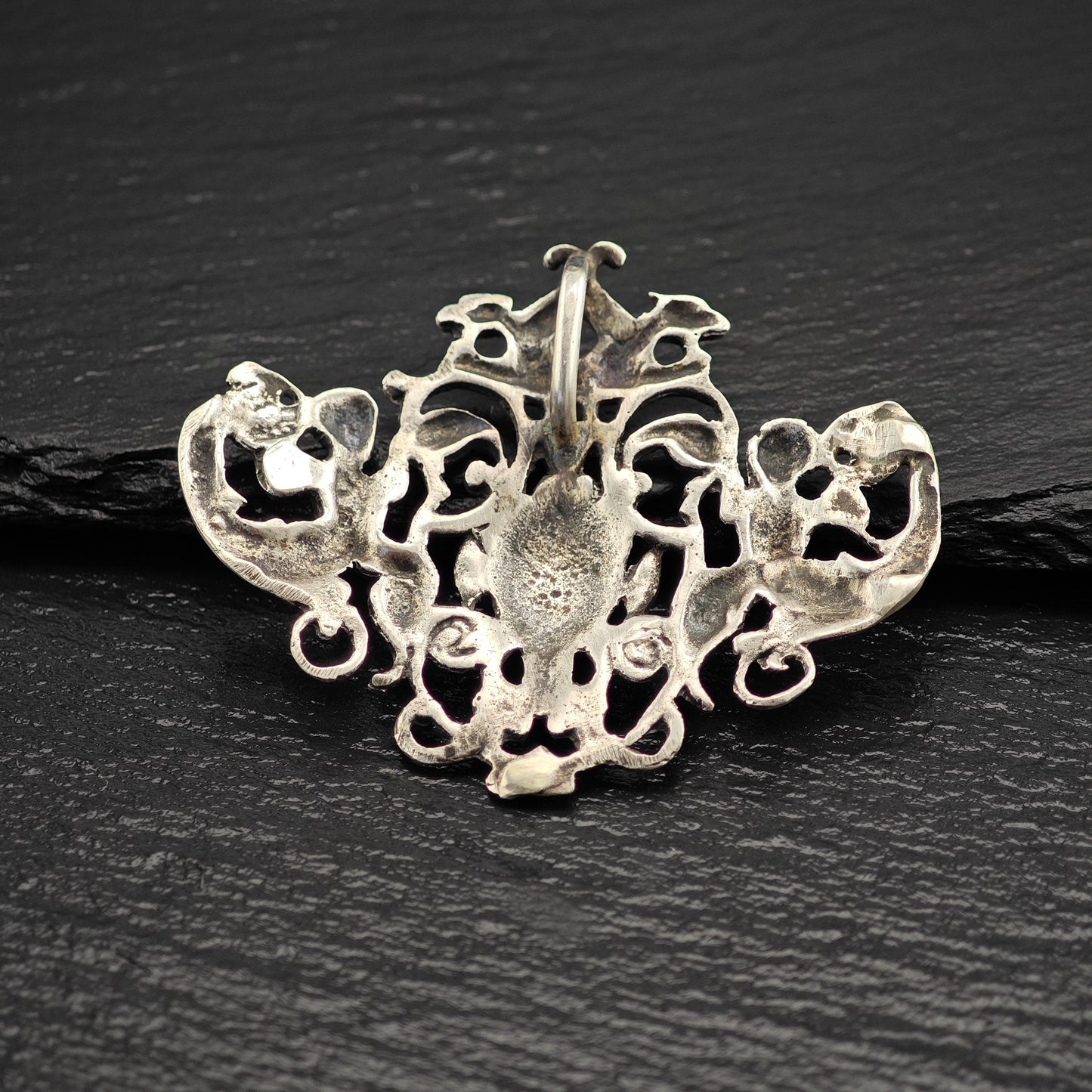 Horned God of Wine Pendant with Cherub Angels in Sterling Silver