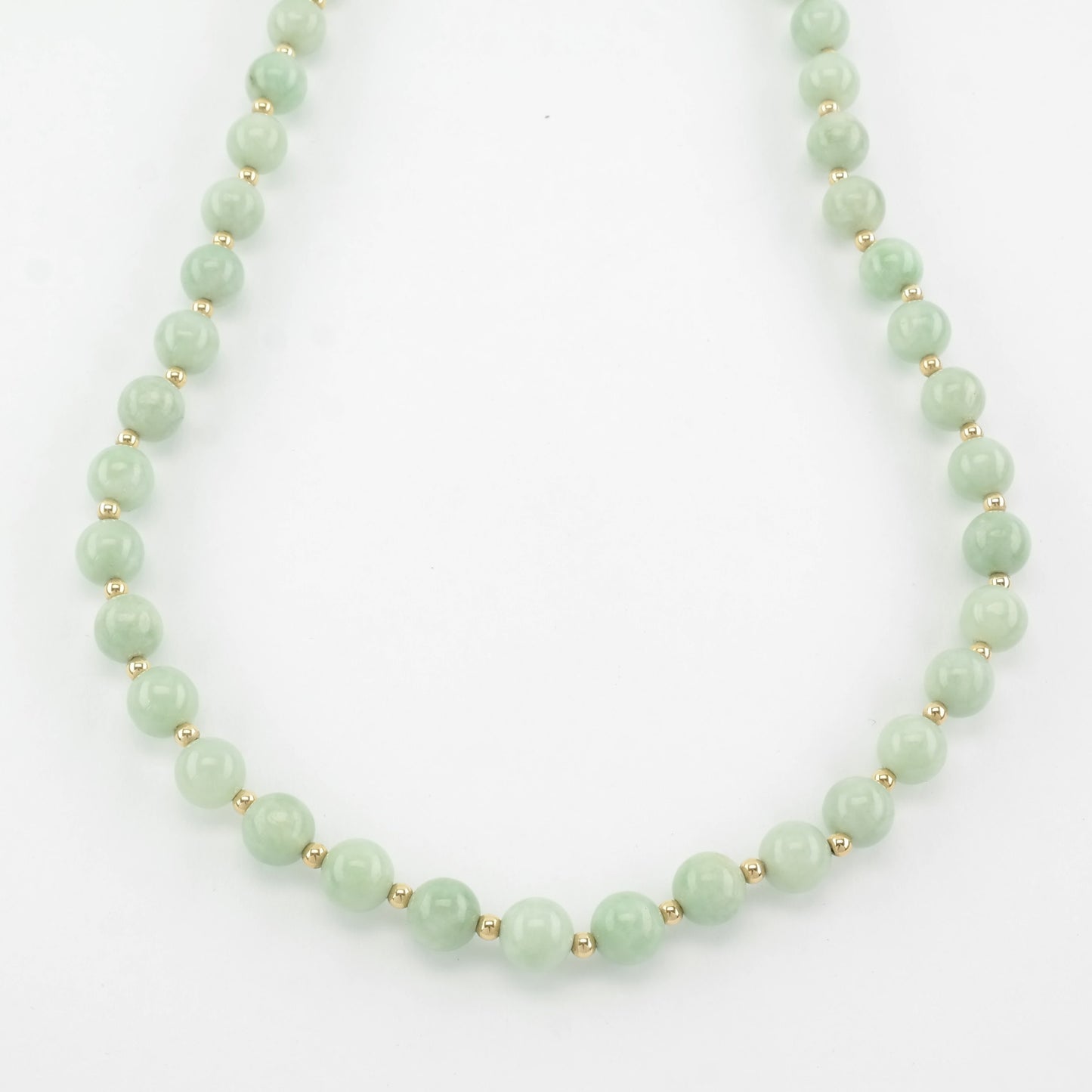 Vintage Jade 8mm Bead, 14K Gold Necklace