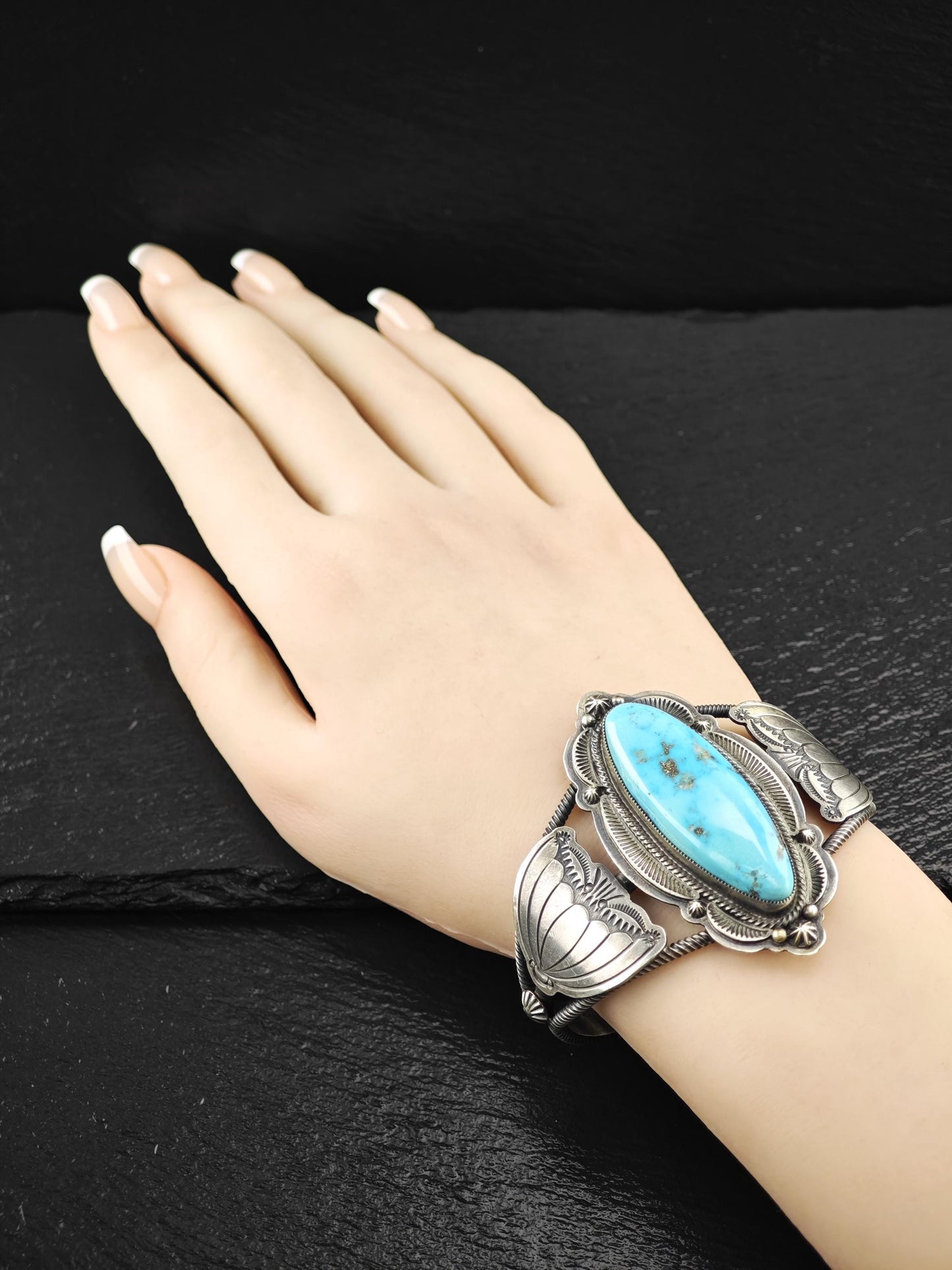 Large Native American, Cuff Bracelet Sterling Silver