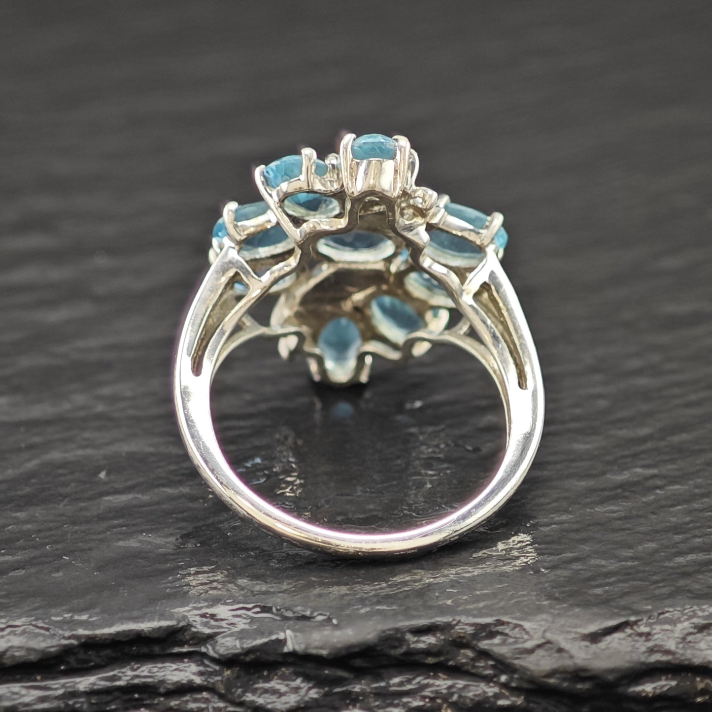 Sterling Silver Ring Floral Topaz Stone Size 7 R6199