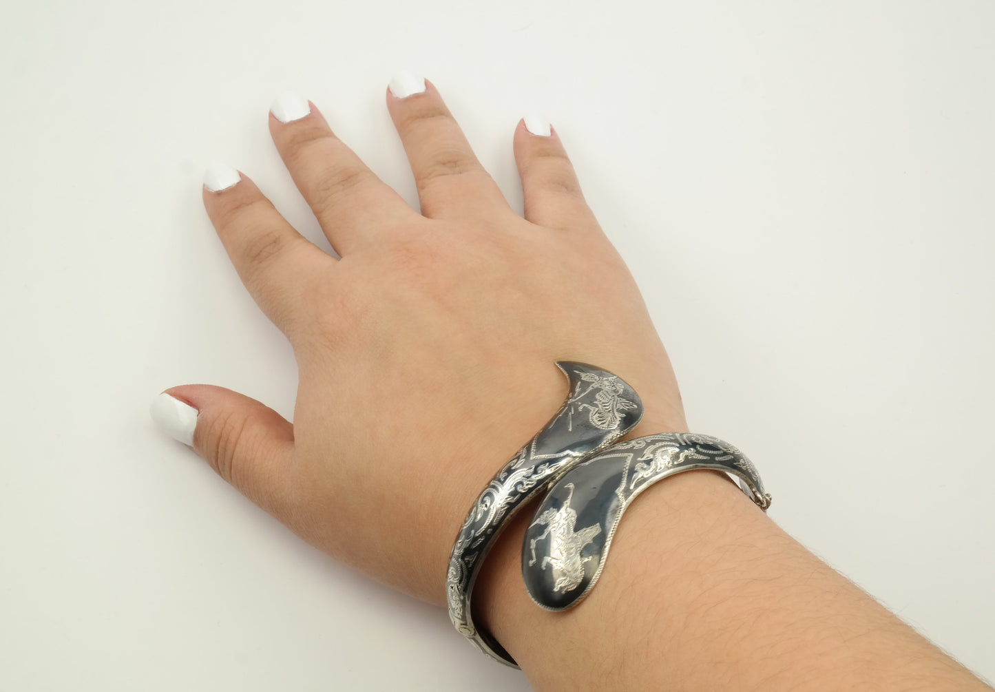 Silver Bangle Bracelet Niello Siam