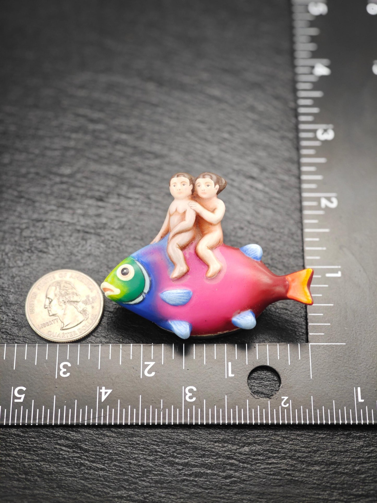 Sergio Bustamante Fantasy Fish, People Brooch/Pendant Sterling Silver