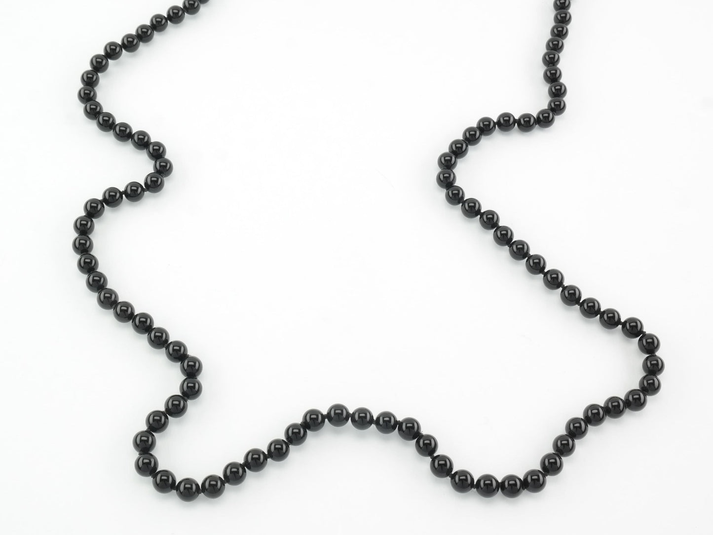 Black Onyx, 6 mm Bead, 14K Gold Clasp Necklace