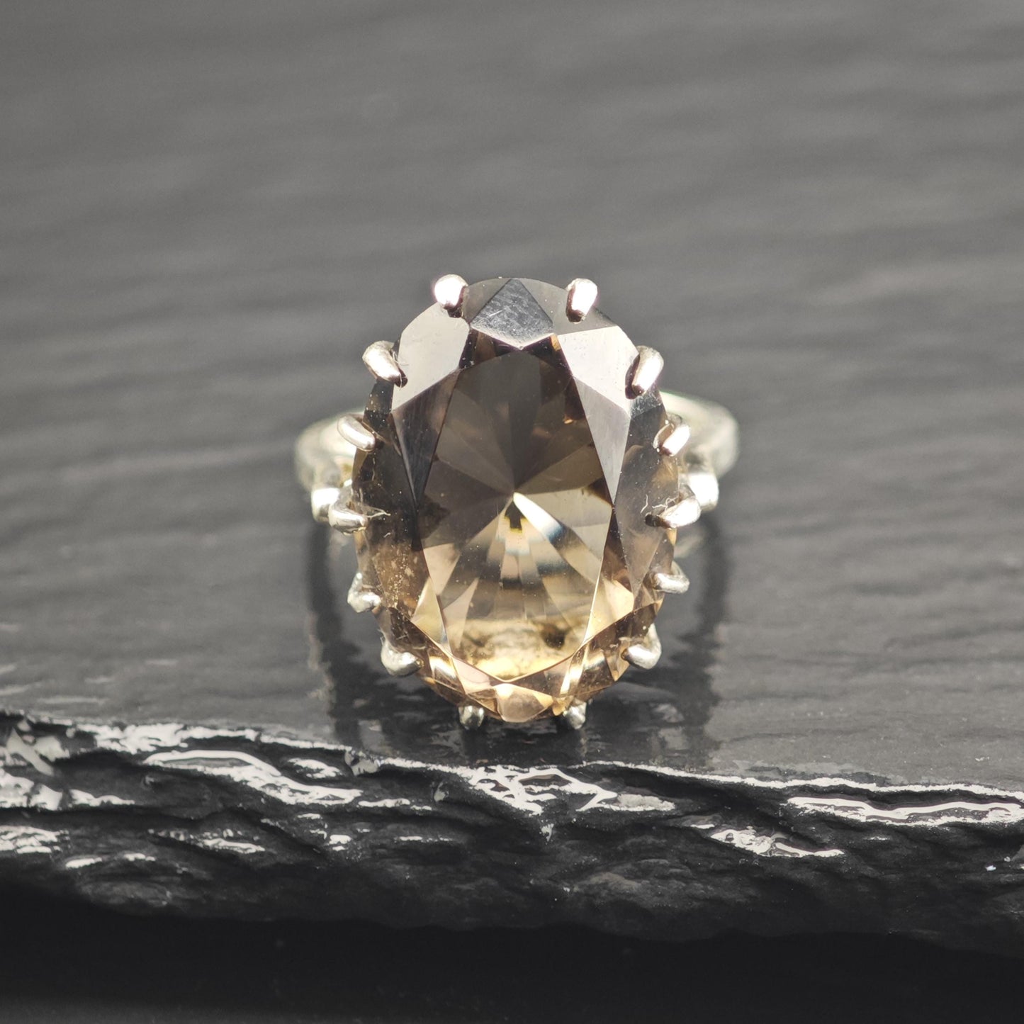 Smoky Quartz Sterling Silver Ring Sz 5 1/2 R6679