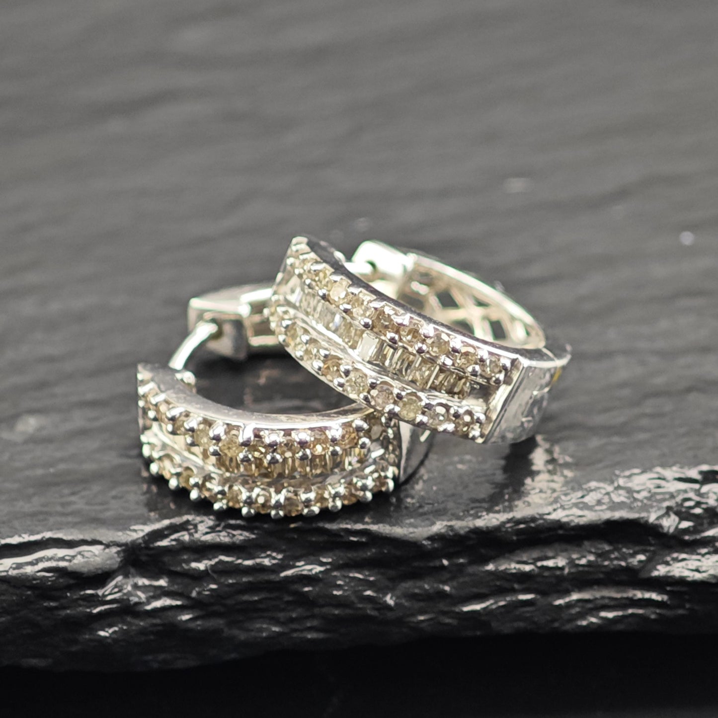 1/2cttw Diamond Mini Hoops Latch Back Sterling Silver Earrings ER3193