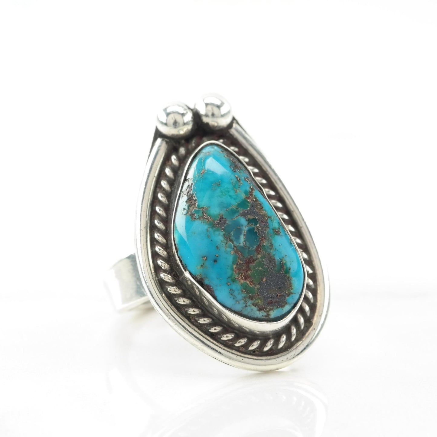 Vintage Southwest Silver Ring Turquoise Sterling Blue Size 6 1/4