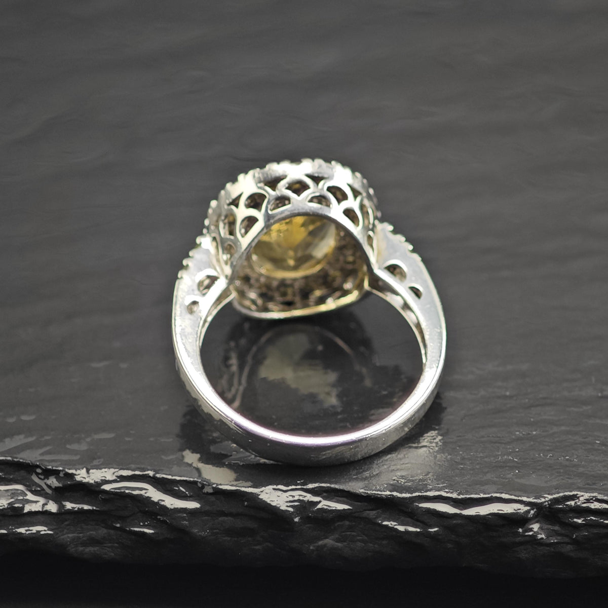 Oval Citrine, Peridot Sterling Silver Ring Sz 9 R6746