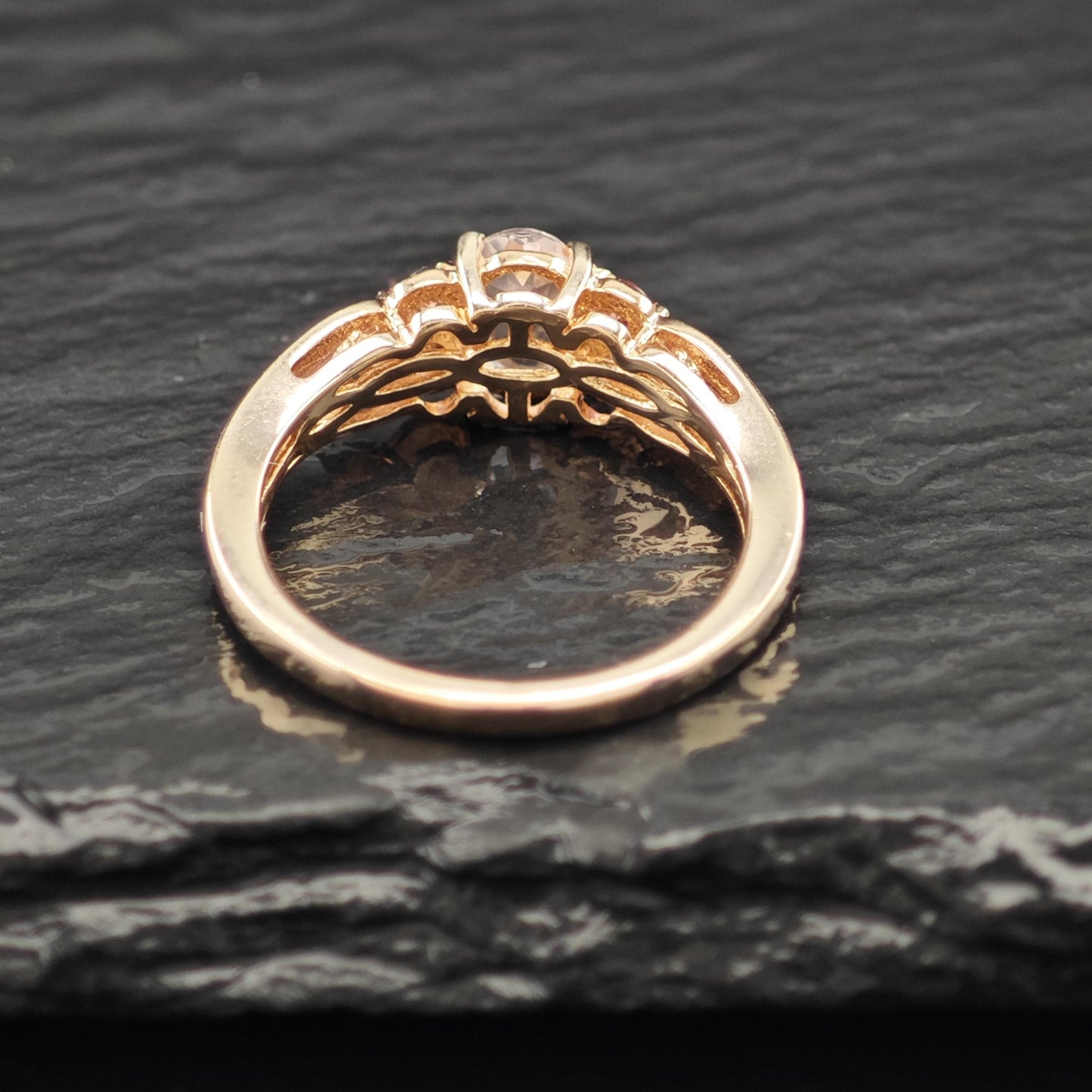 Natural Pink Garnet Rose Gold Plated Ring Sterling Silver Sz 6 R6172