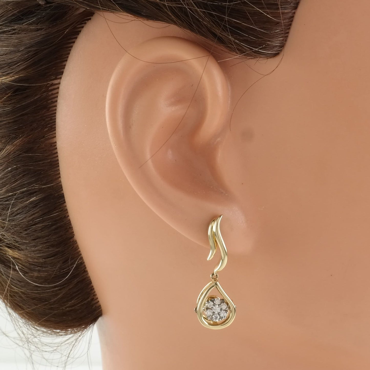 14k Diamond Gold Stud Dangle Earrings Floral, Teardrop, Dangle Sevan