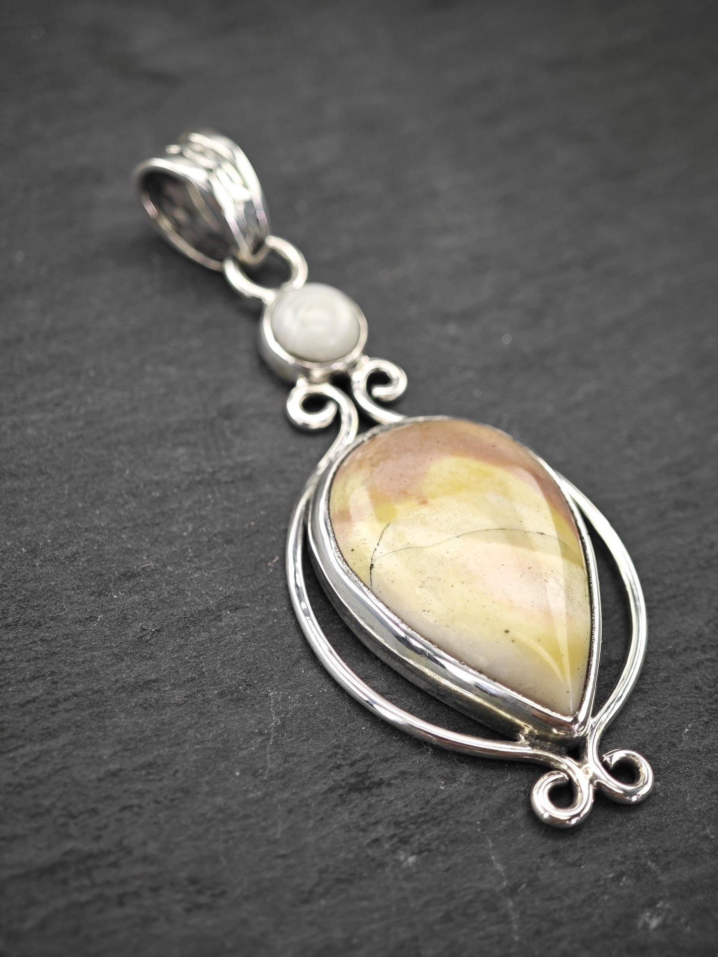 Vintage Jasper Pendant, Sterling Silver