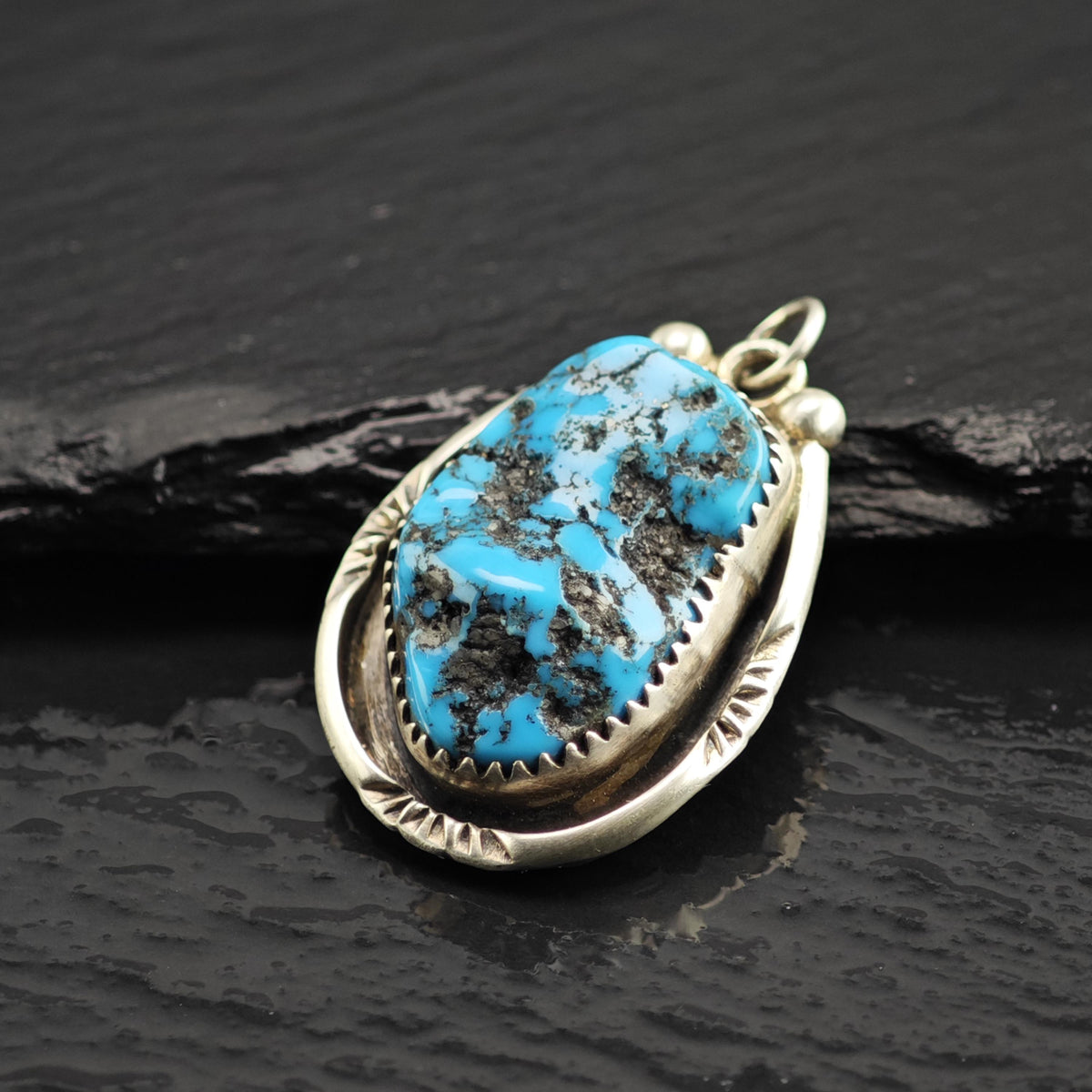 SW Spiderweb Turquoise Sterling Silver Pendant P3122