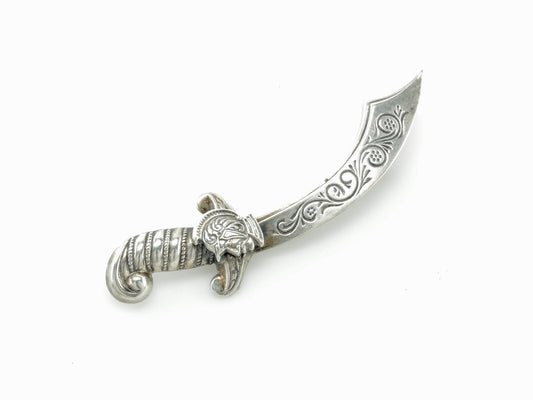 Sterling Silver Sword Scimitar Brooch Pin