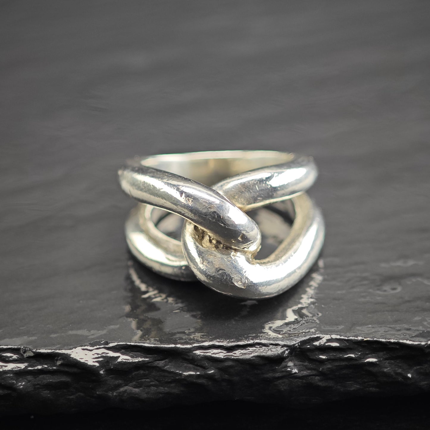Abstract Knot Ring Sterling Foreign Silver Sz 6 1/4 R6689