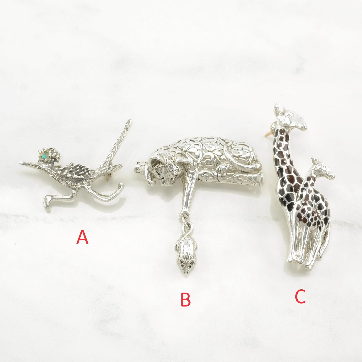 Choice Sterling Silver Brooch Animals