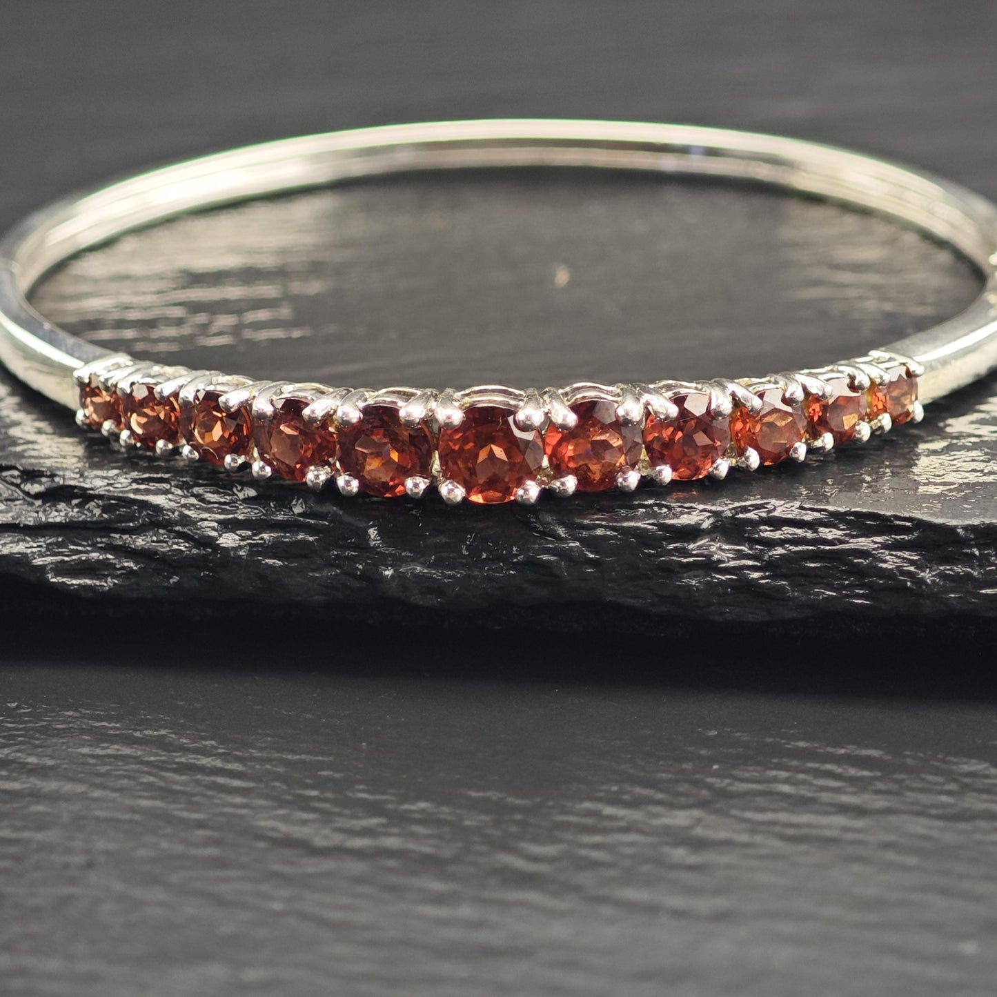 Choice of Garnet & Peridot Sterling Silver Bangles Sz 7 1/4" BR3129