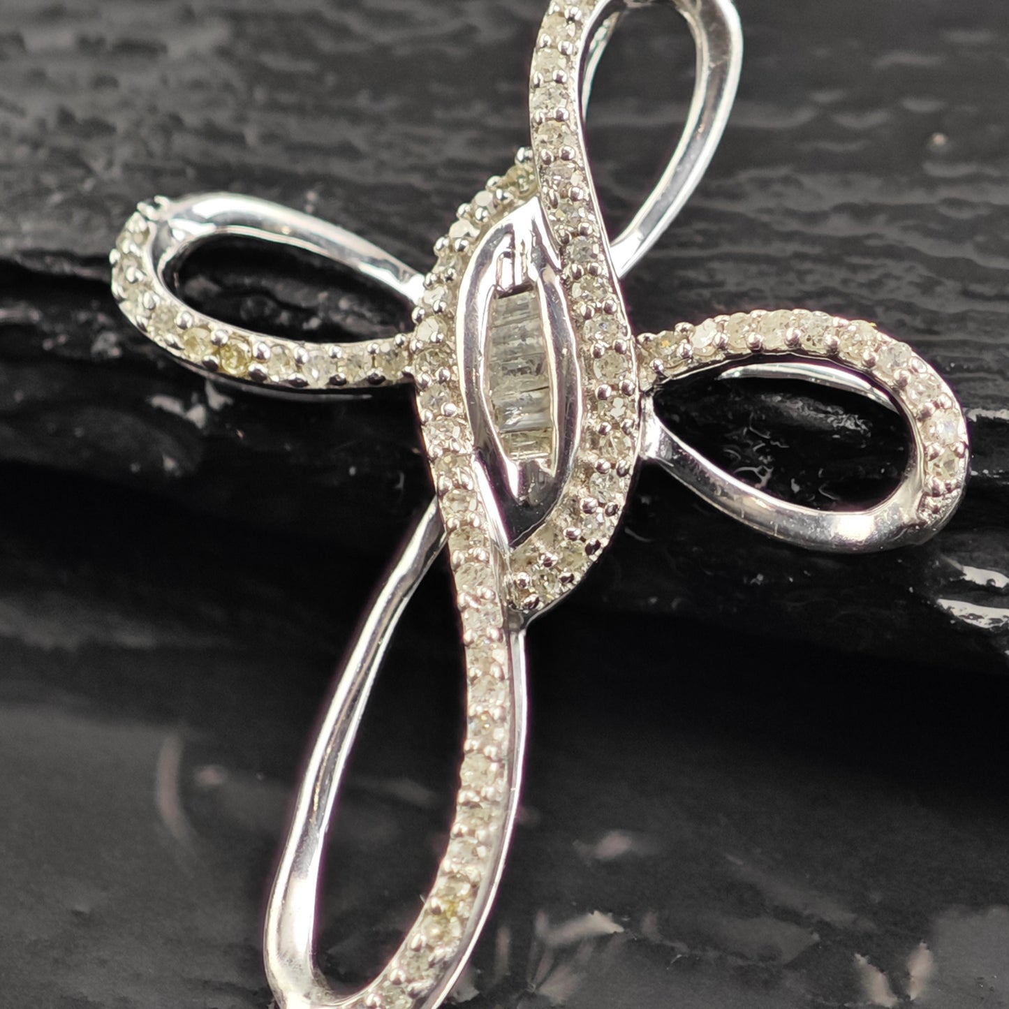 1/3cttw Diamond Cross Sterling Silver Pendant P3051