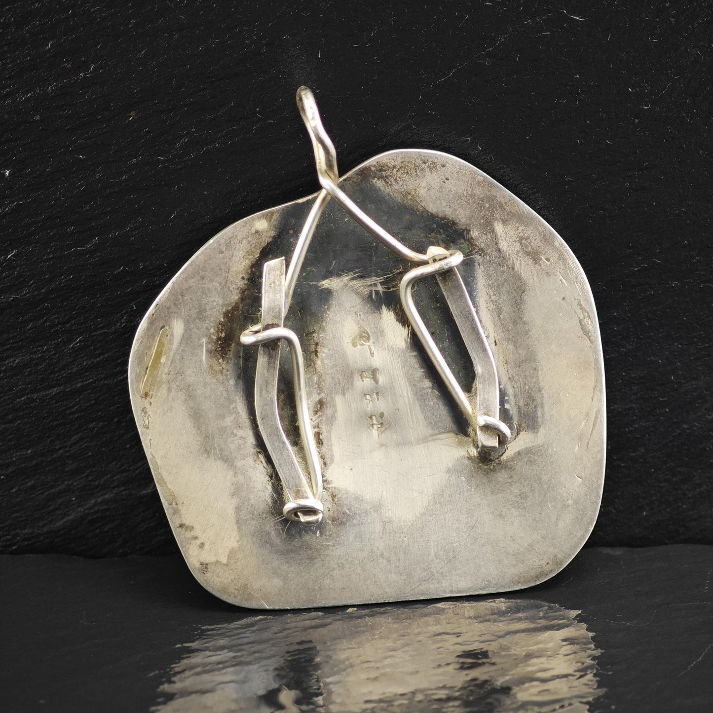 AS IS Large Turquoise Pendant, Sterling Silver