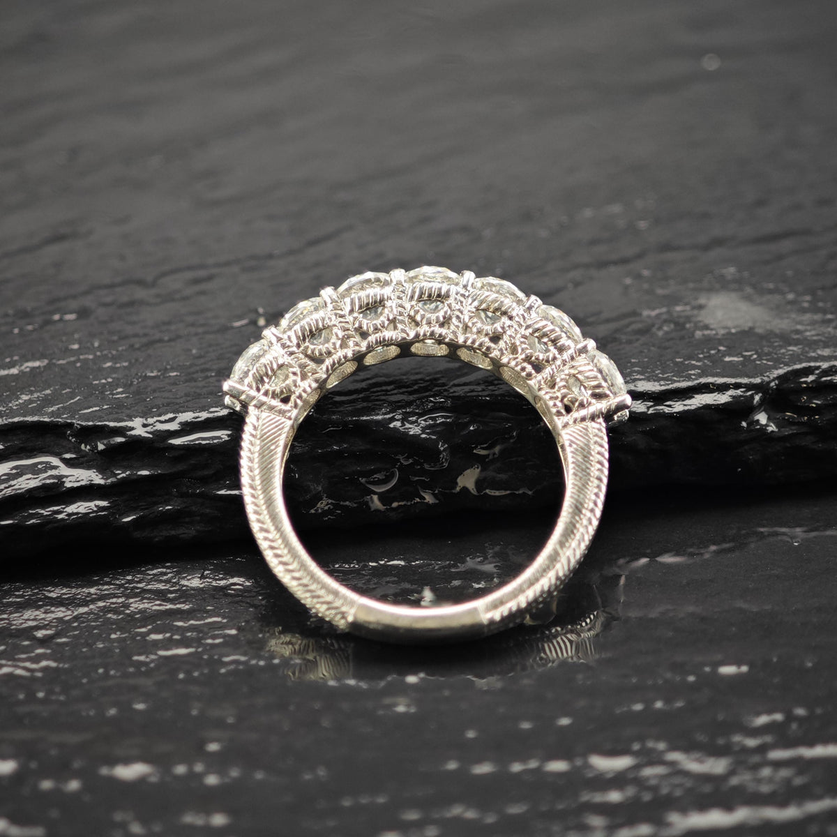 Vintage Judith Ripka CZ Band Sterling Silver Ring Sz 6 R6822