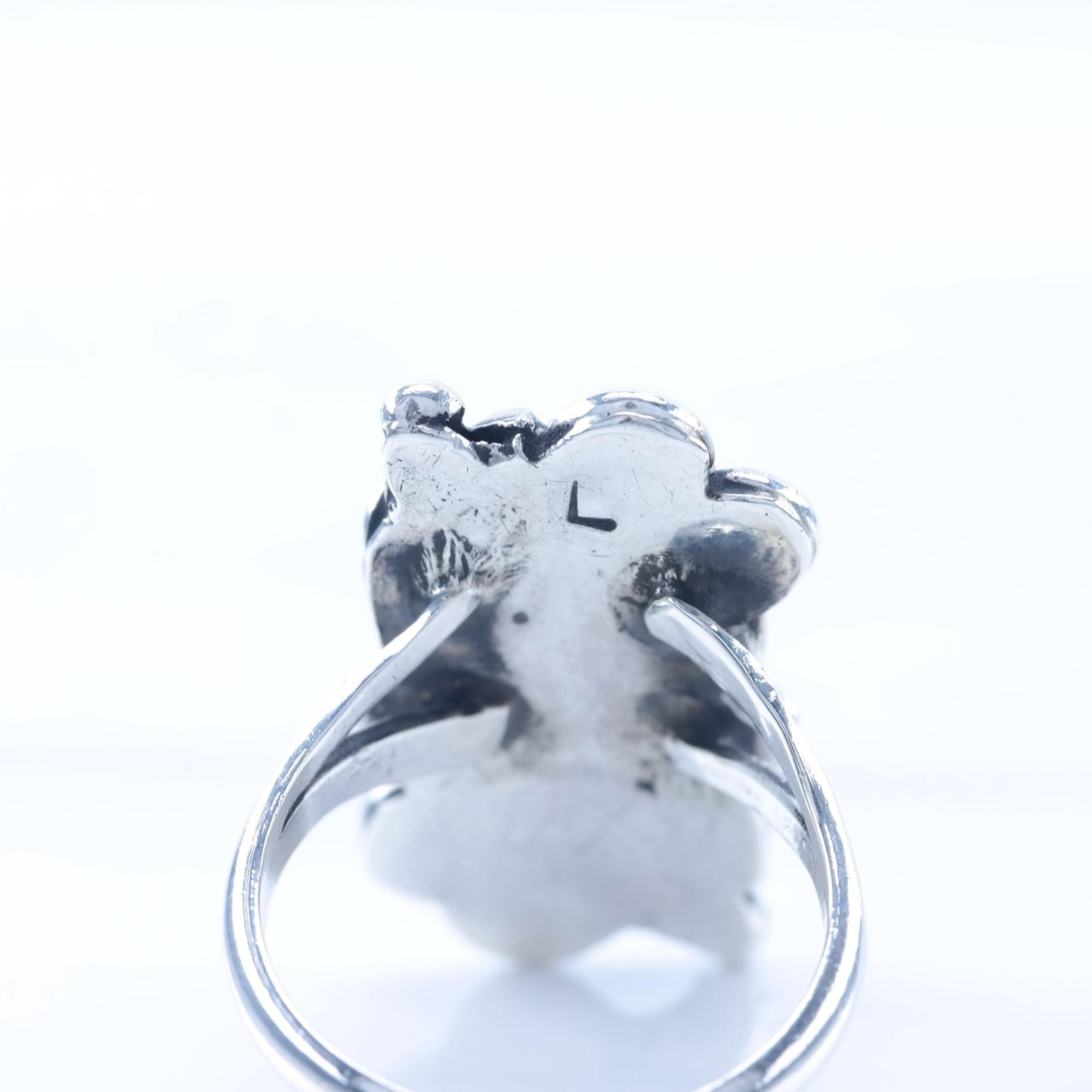 Sw Silver Ring Coral Floral, Shadow Box Sterling Red Sz5 R5418