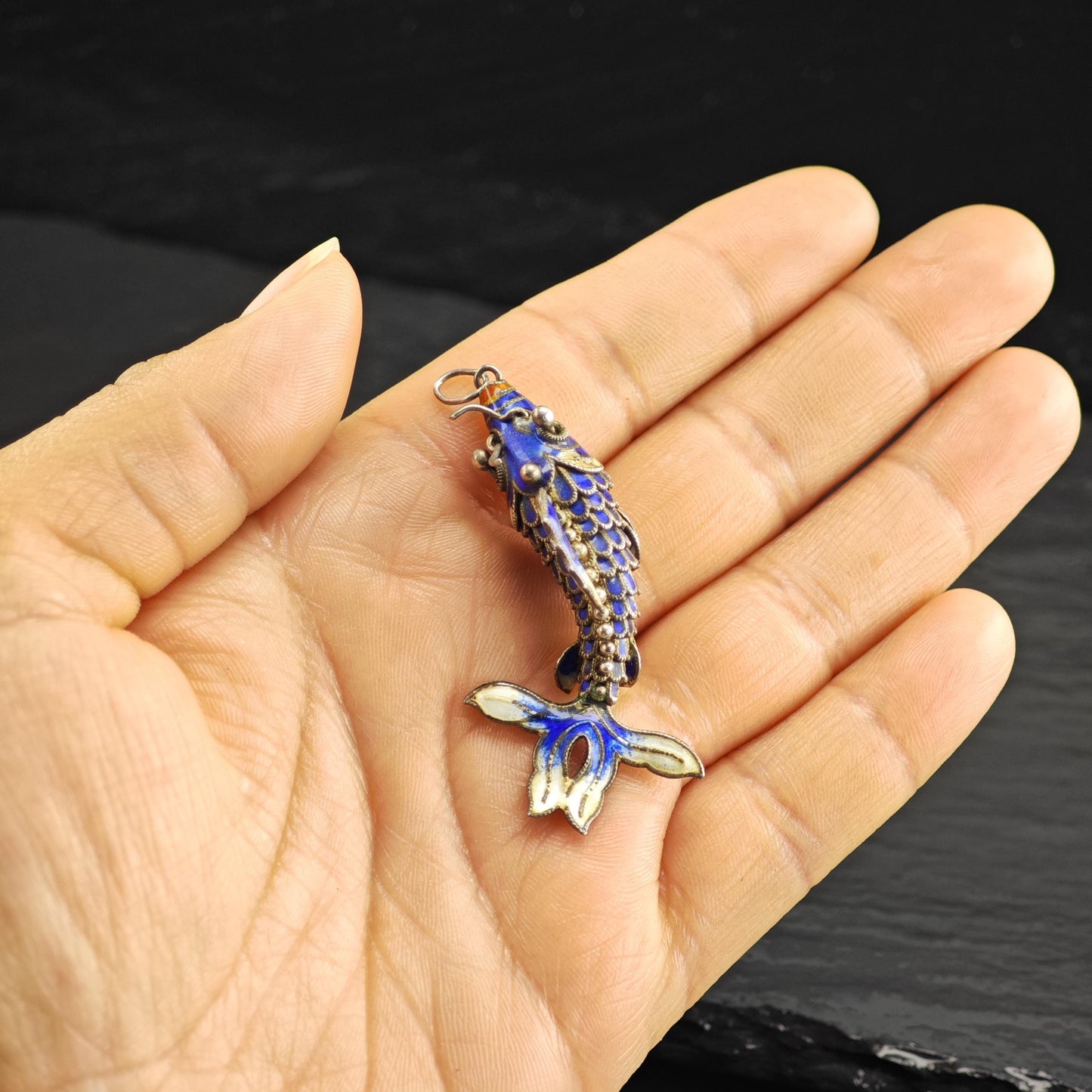 Enamel Koi Fish Pendant Sterling Silver P3039