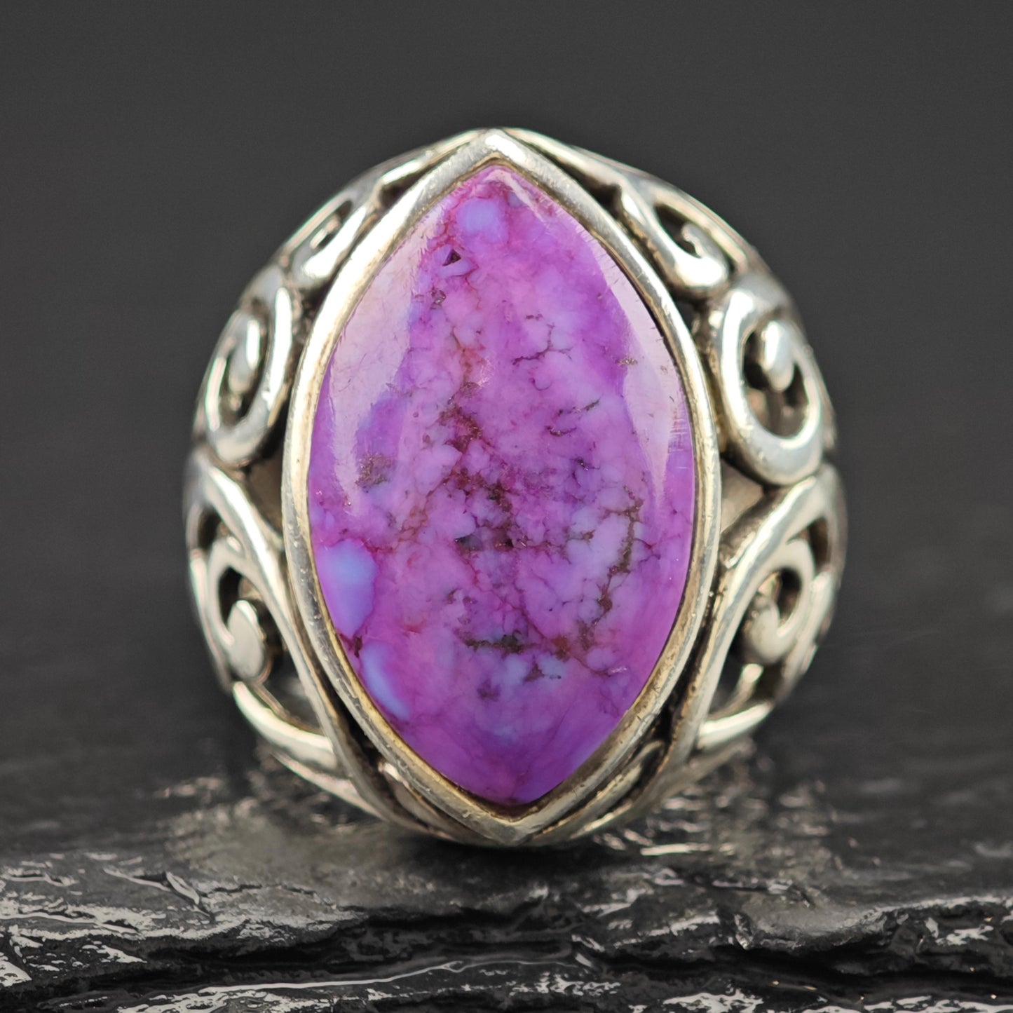 Purple Mojave Statement Ring Sterling Silver Size 5 3/4 R6082