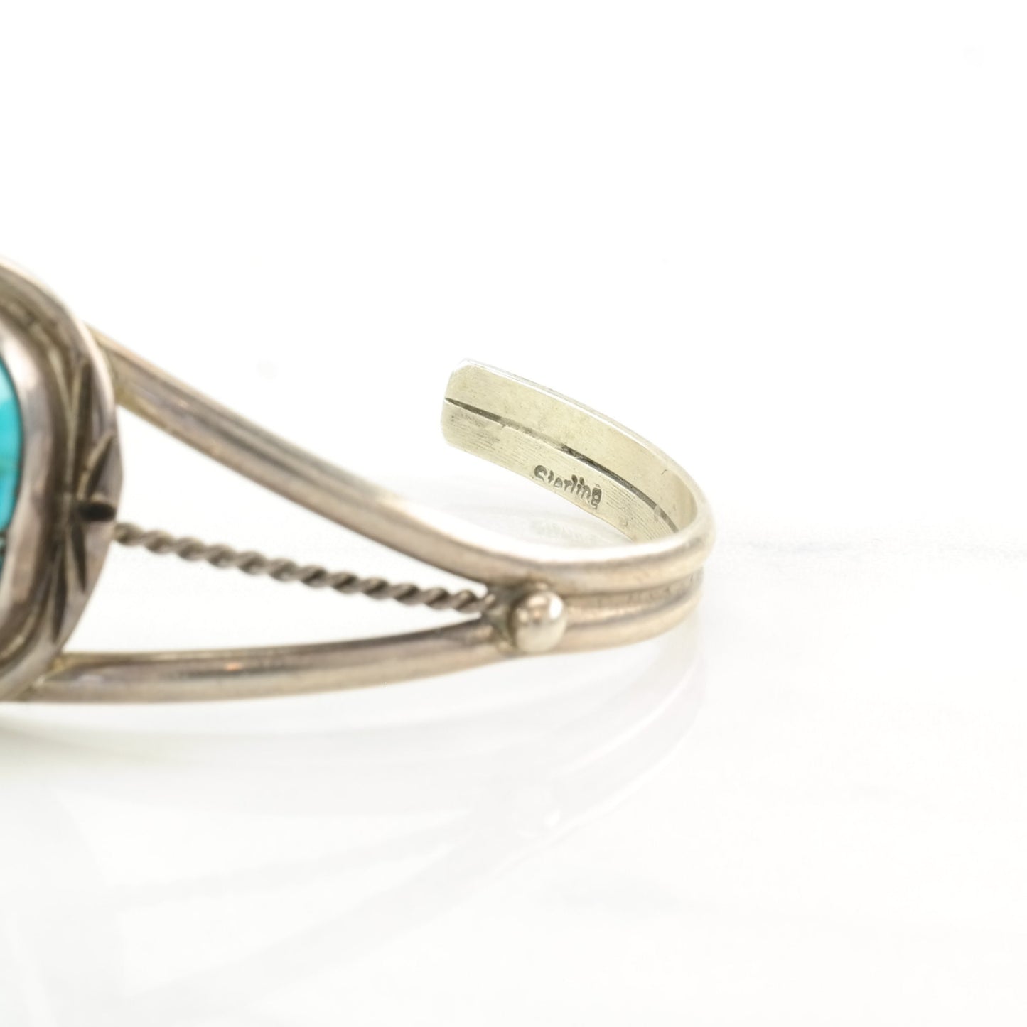 Native American Sterling Silver Cuff Bracelet Blue Turquoise