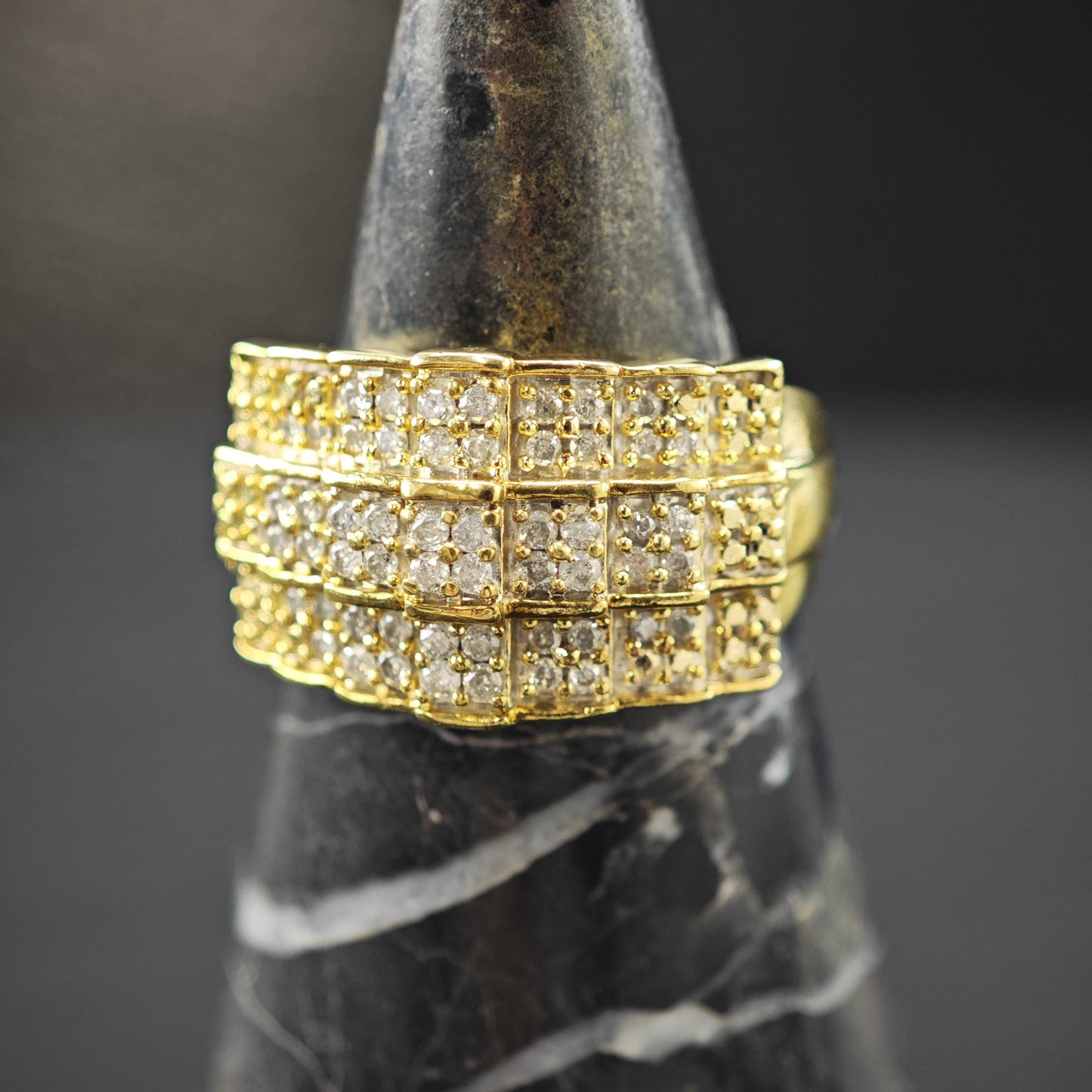 Diamond Gold Plated Ring Sterling Silver Sz 7