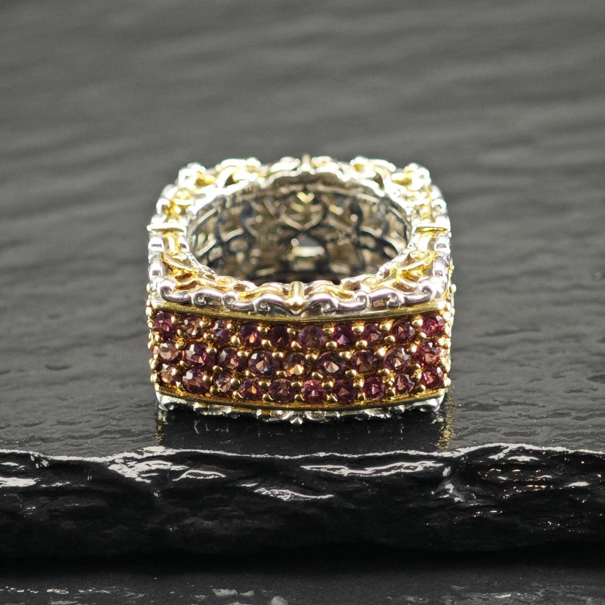 Pink Sapphire Pave Gold-plated Accent Sterling Silver Ring Sz 4 1/4 R6827