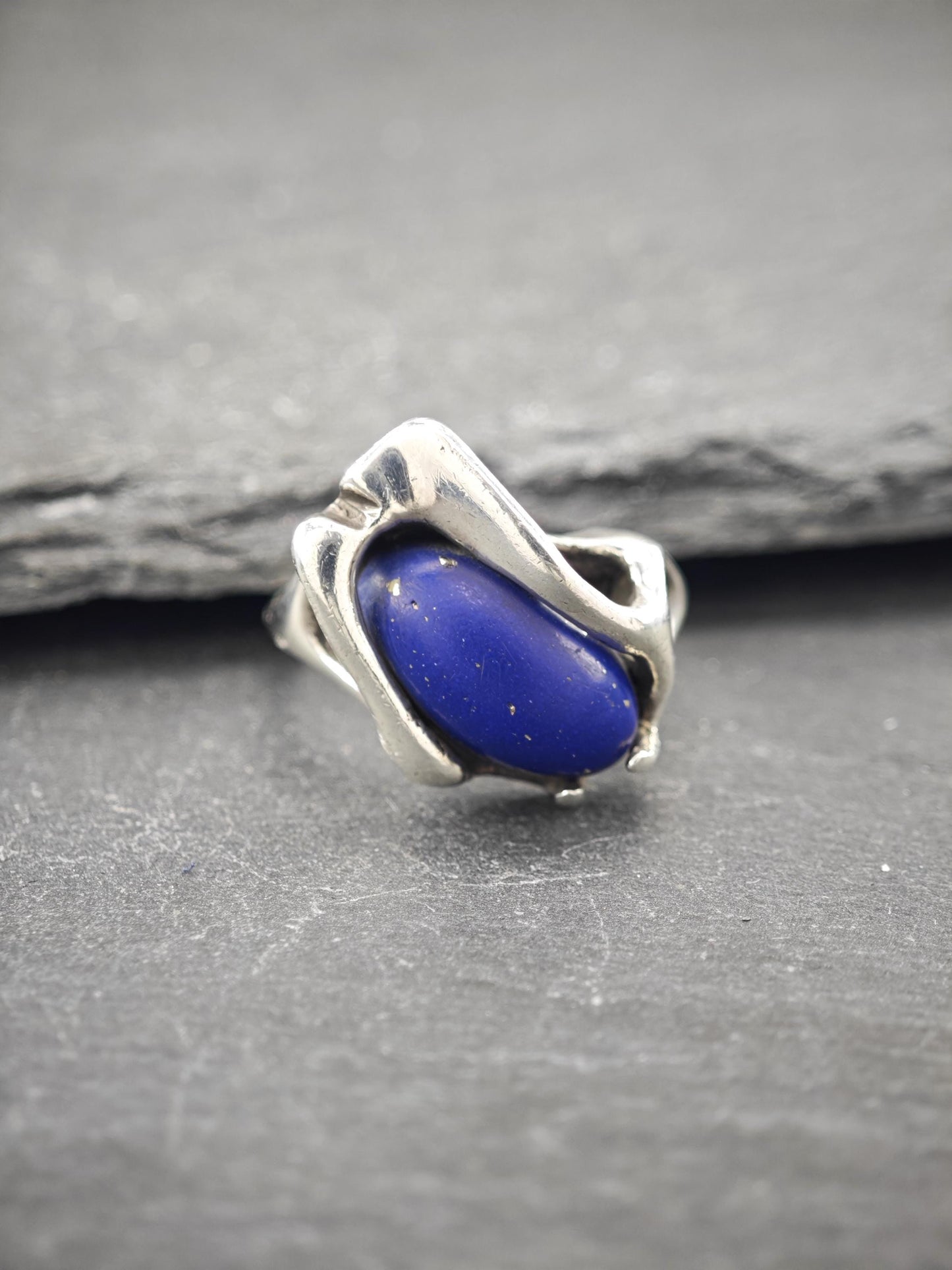 Vintage Abstract, Lapis Ring Sterling Silver