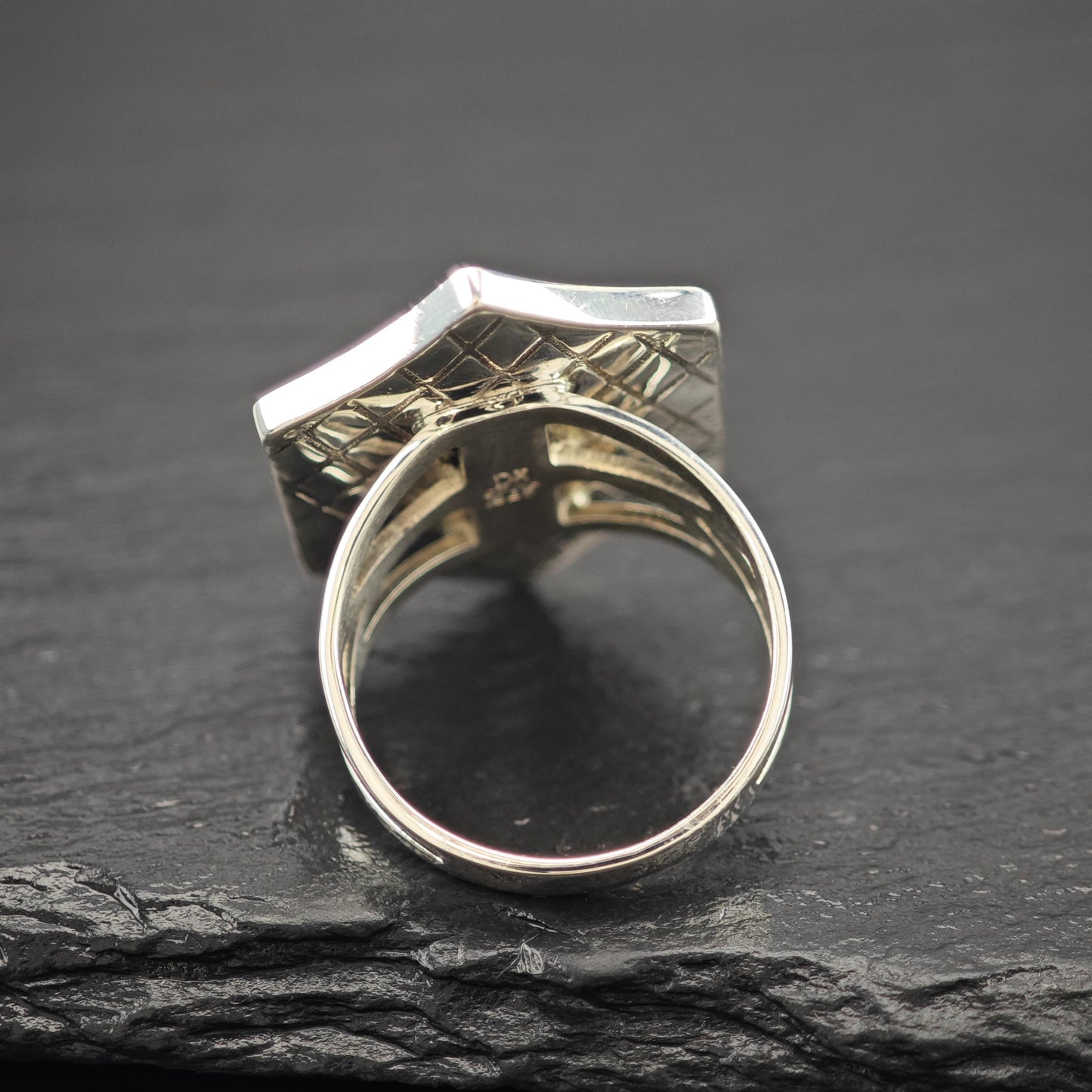 Amber and Lapis Ring Sterling Silver Size 9 R5957