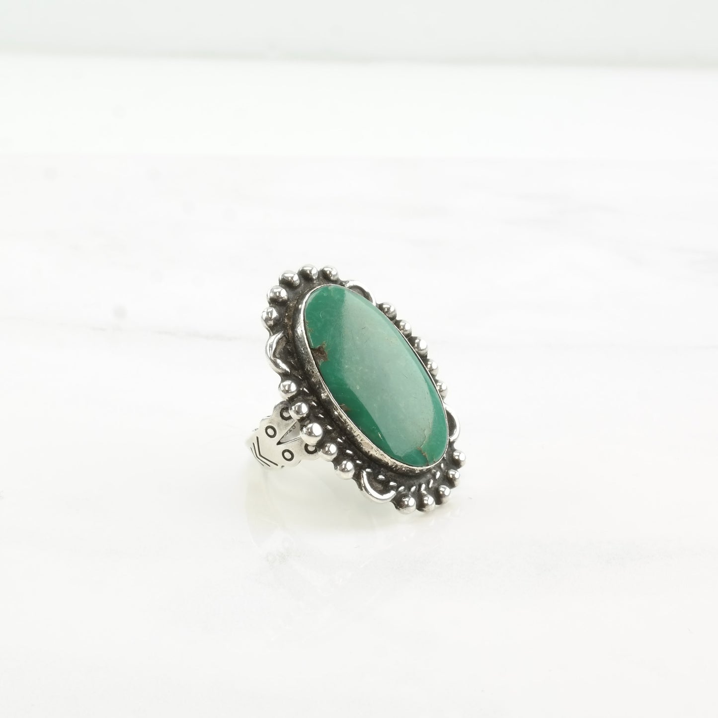 Fred Harvey Era Silver Ring Turquoise Oval Sterling Size 6