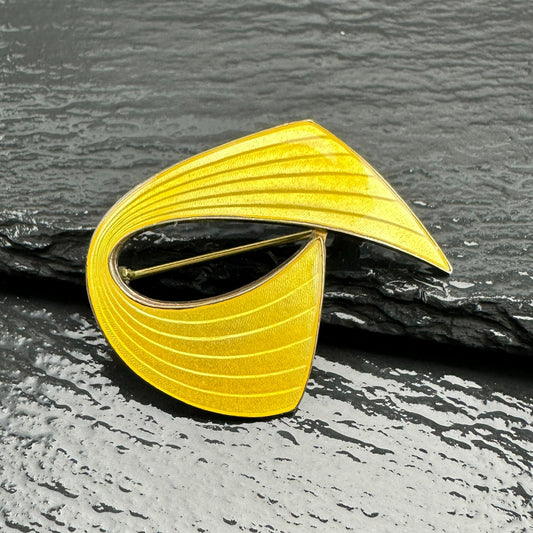 Norway Aksel Holmsen Yellow Enamel Sterling Silver Brooch