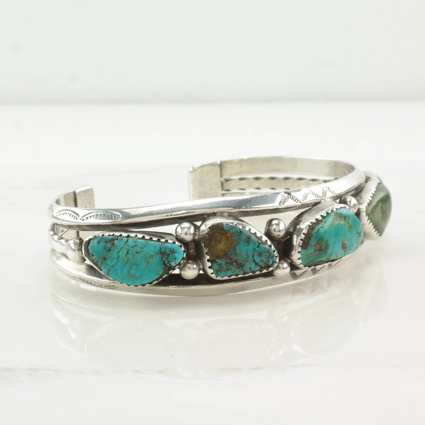 Native American Sterling Silver Cuff Bracelet Turquoise