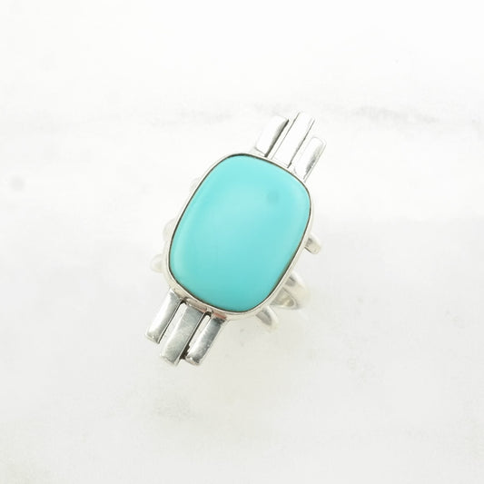 DTR Silver Ring Turquoise Imitation Sterling Blue Size 8