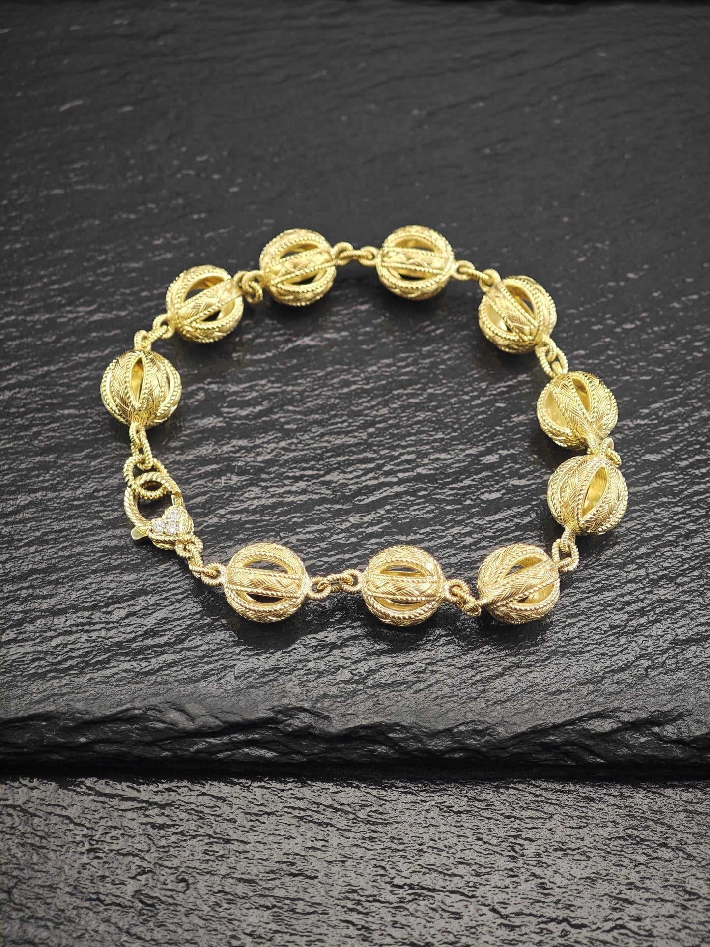 Judith Ripka Gold Tone Sphere Link Bracelet Sterling Silver