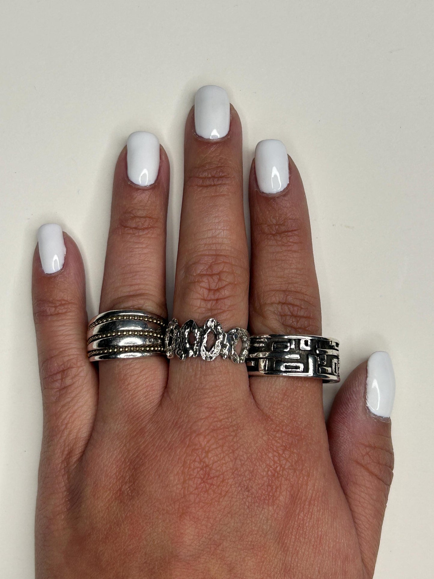 European, Brutalist Sterling Silver Ring Sz7 3/4 R5591